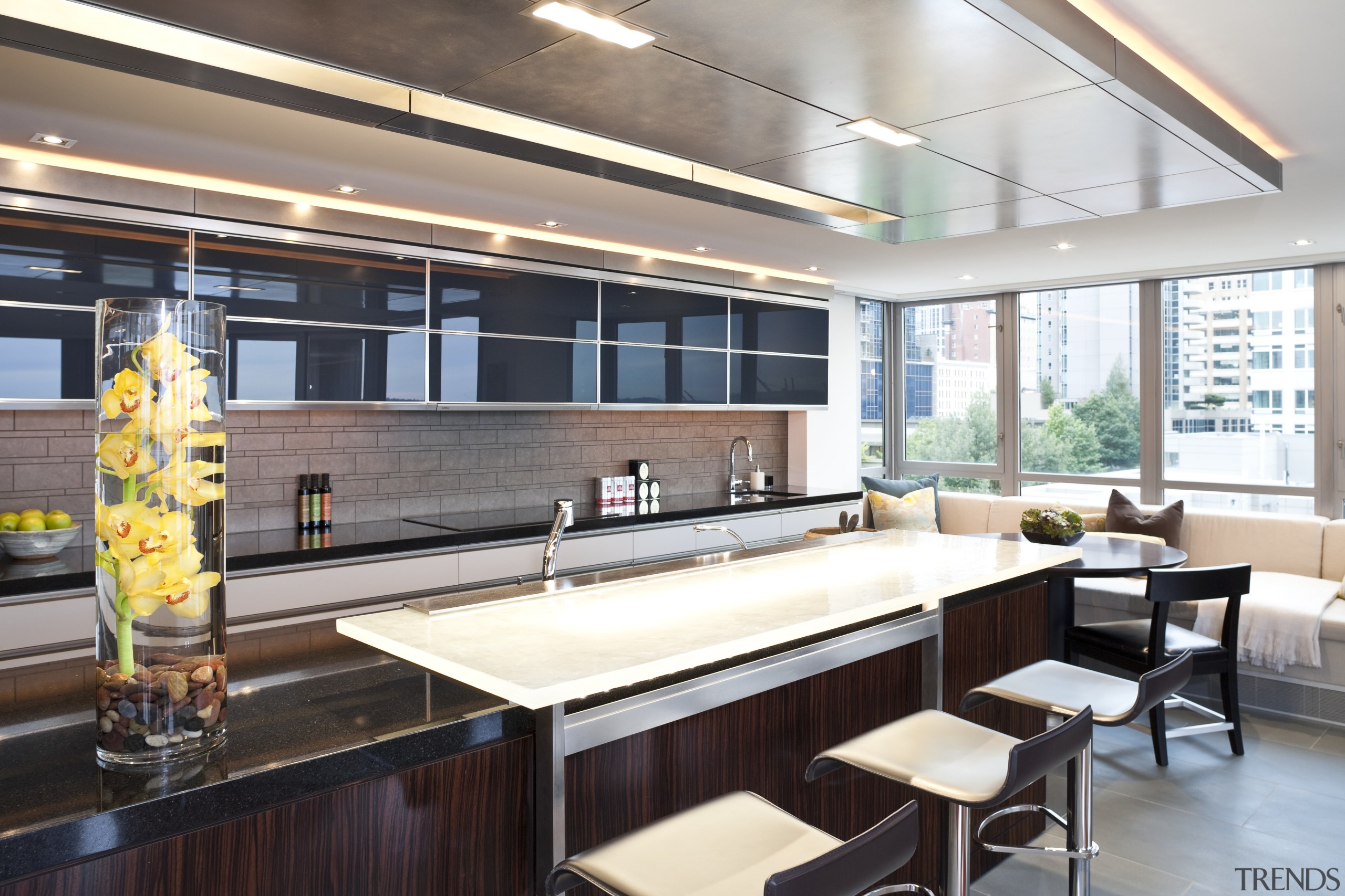 View of kitchen designed by Garret Cord Werner interior design, white