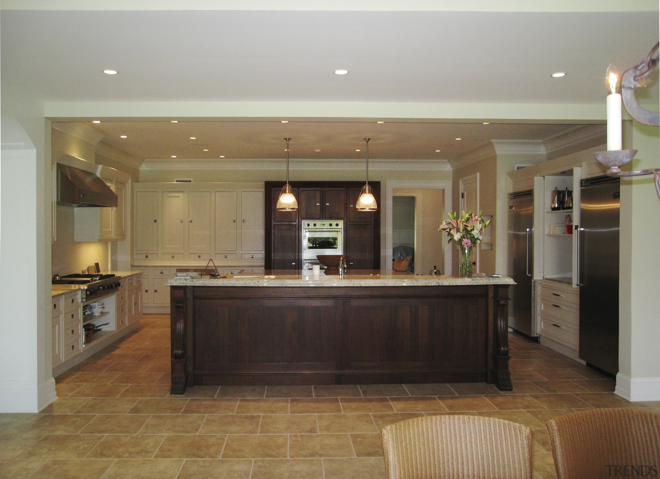 Image of a kitchen from Clive Christian which cabinetry, ceiling, countertop, cuisine classique, floor, flooring, hardwood, interior design, kitchen, laminate flooring, real estate, room, wood flooring, brown, gray
