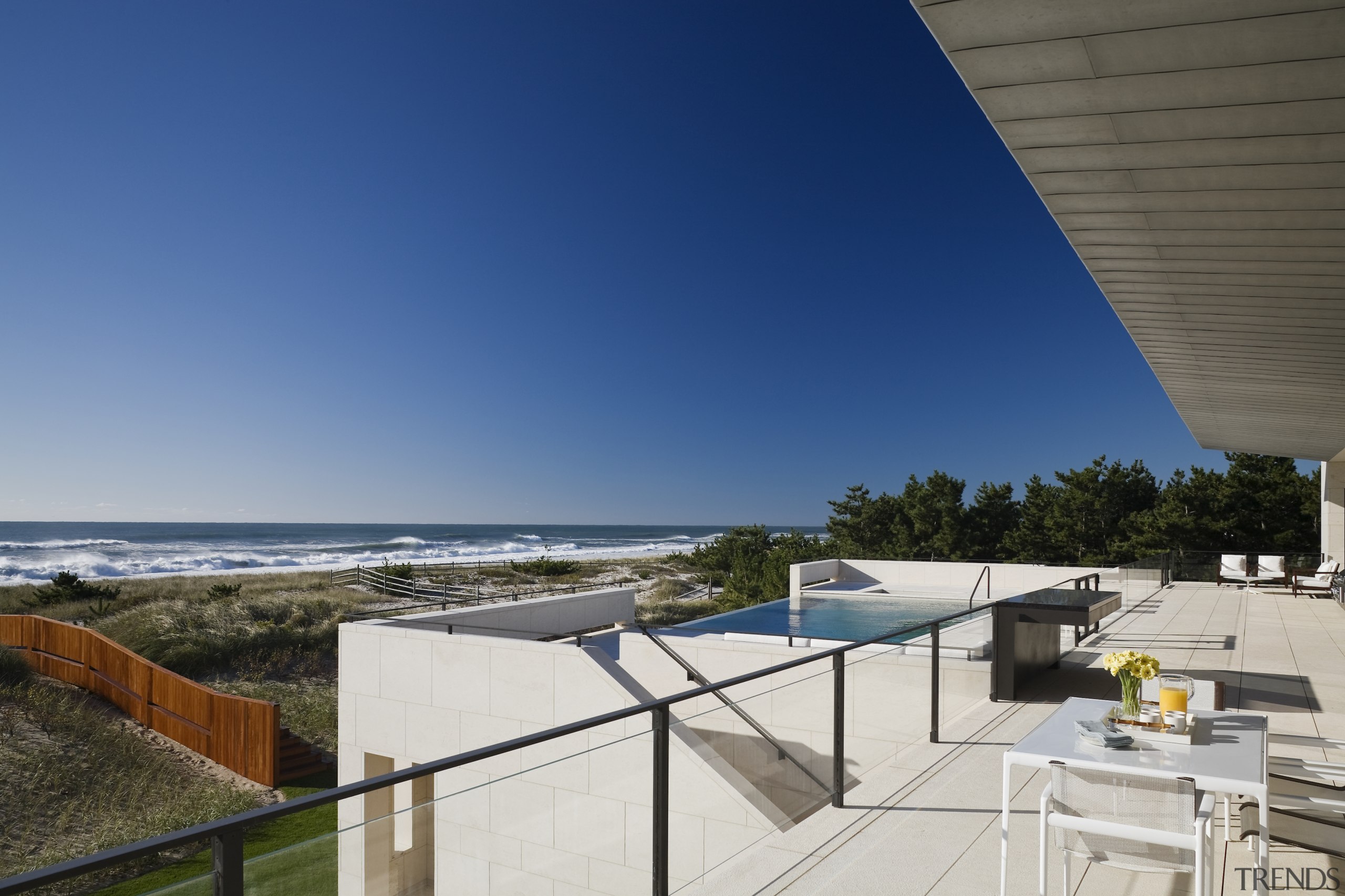 The roof terrace takes in sky, sea and 