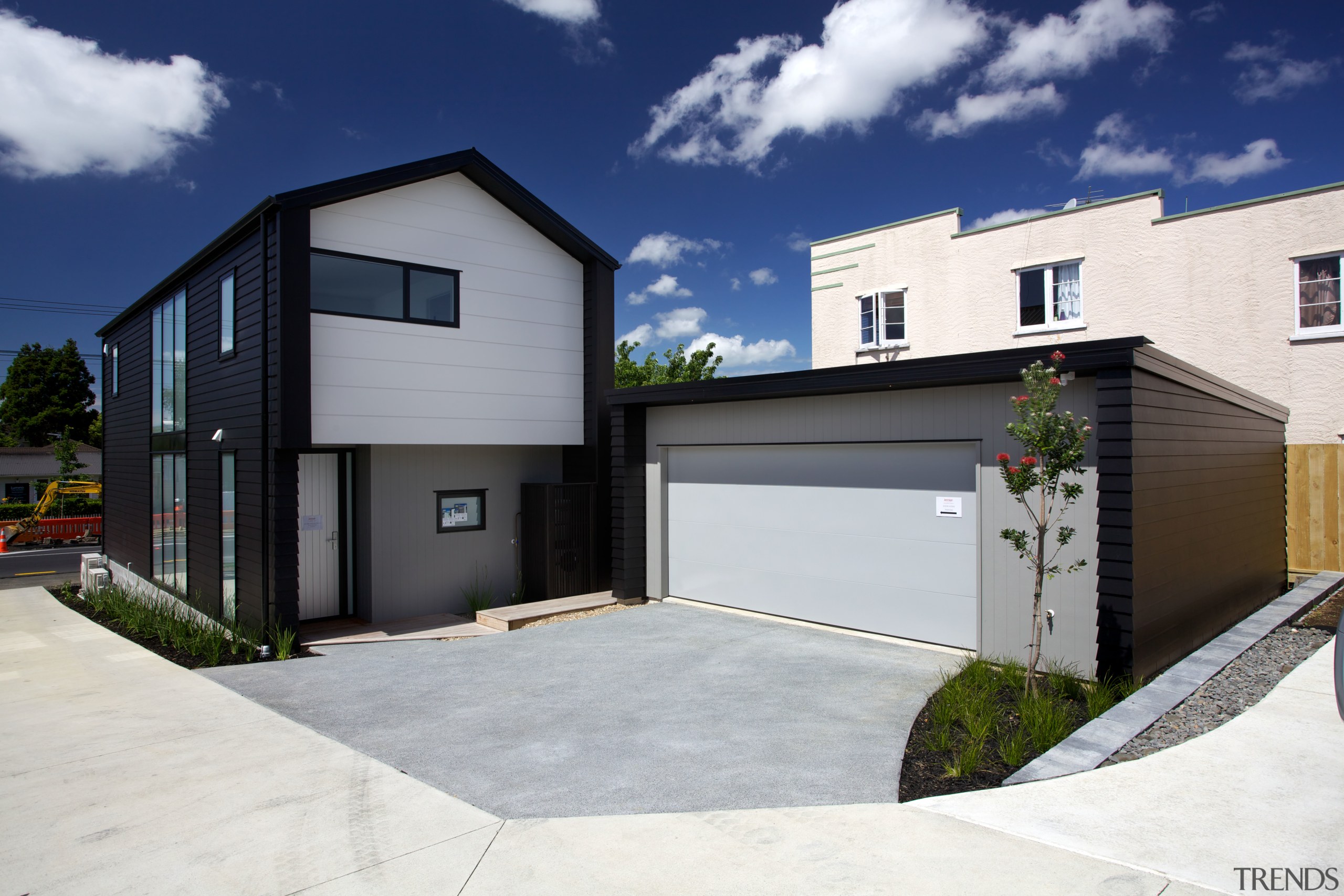 Smarter Small Home by Jennian Homes with James architecture, building, door, elevation, facade, garage, garage door, home, house, property, real estate, residential area, gray