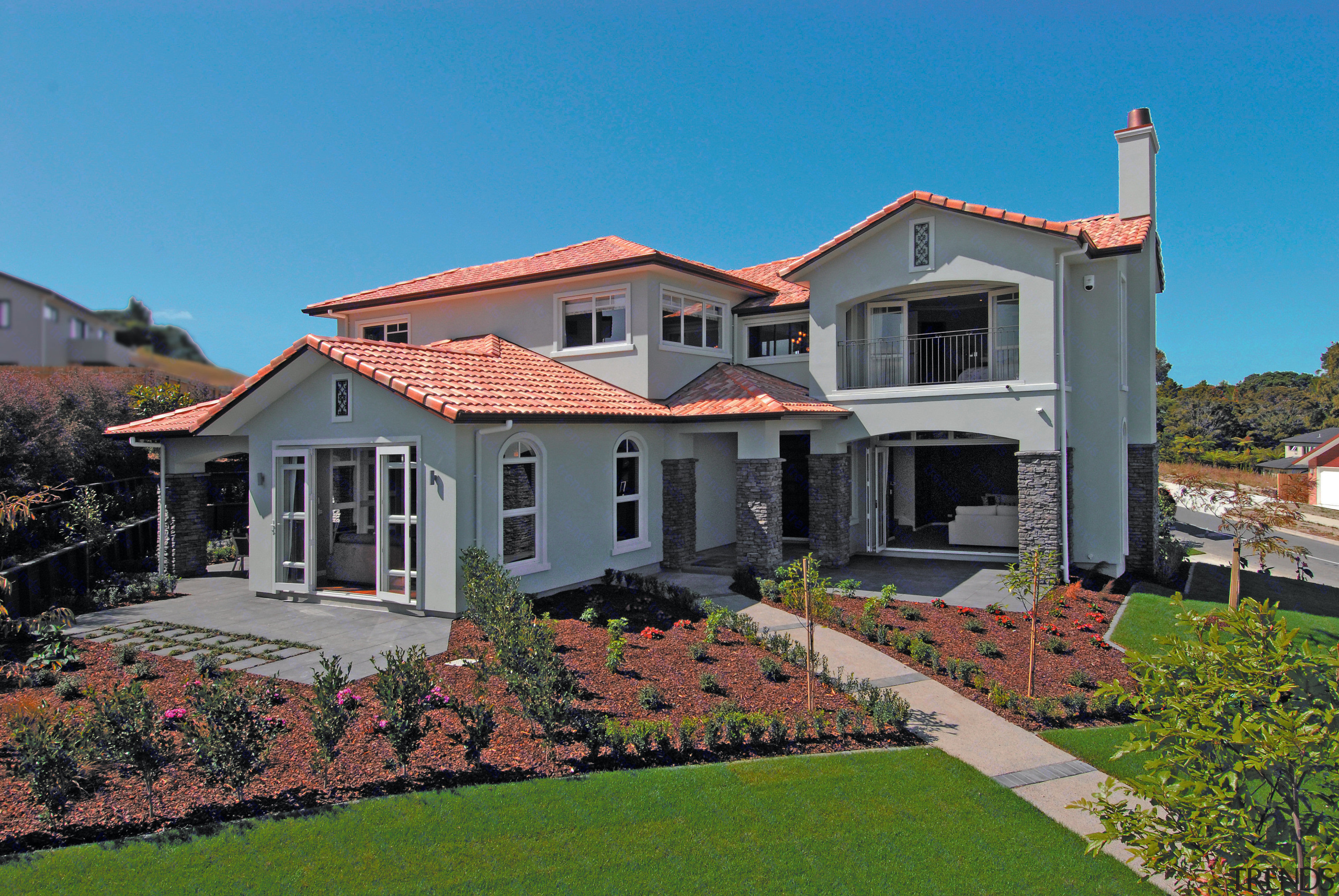 Find out more about Monier here - Barrel-shaped cottage, elevation, estate, facade, home, house, mansion, neighbourhood, property, real estate, residential area, roof, siding, suburb, villa, window, teal