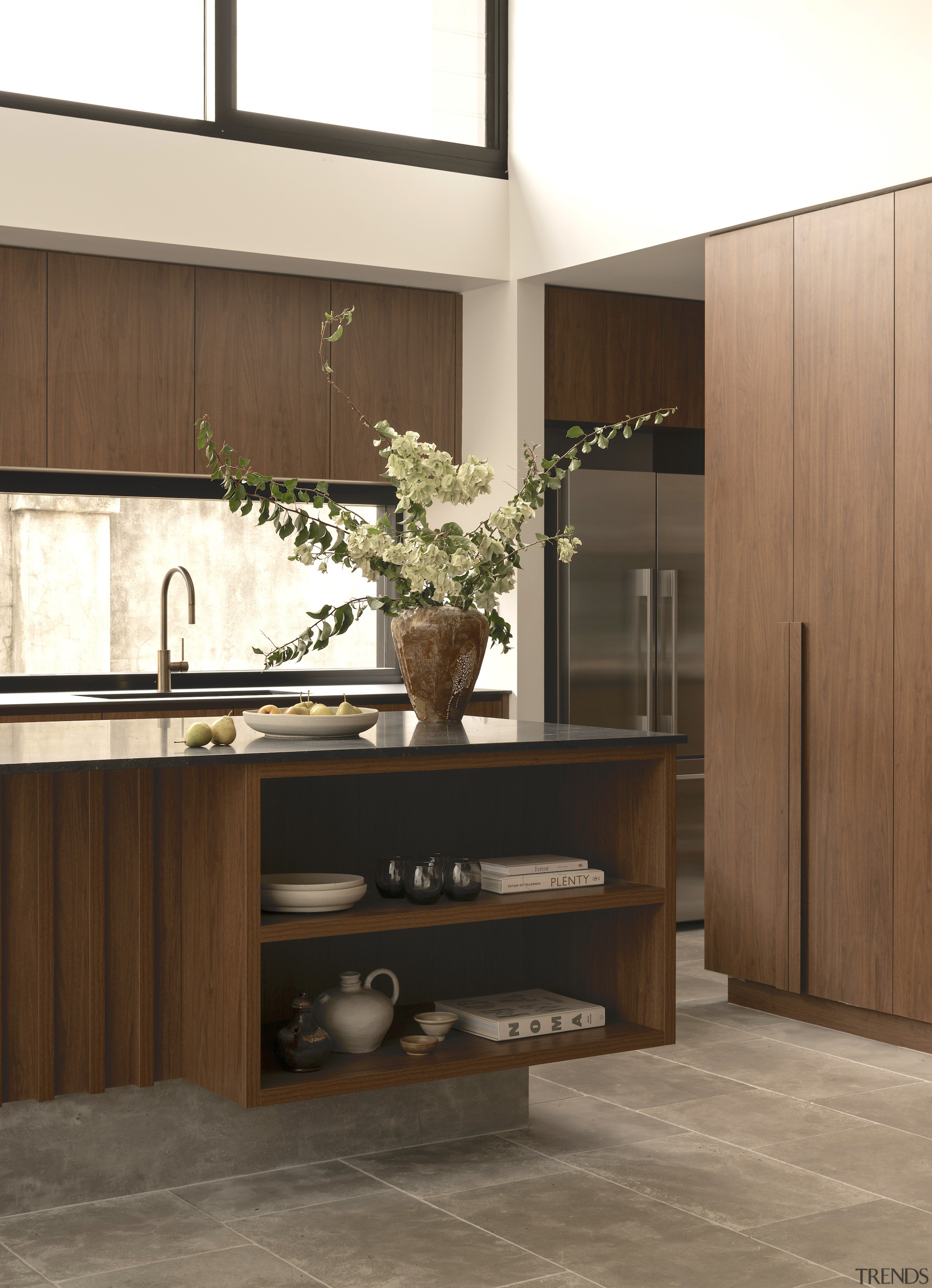 Kitchen showing open display storage. - Relaxed liveability 