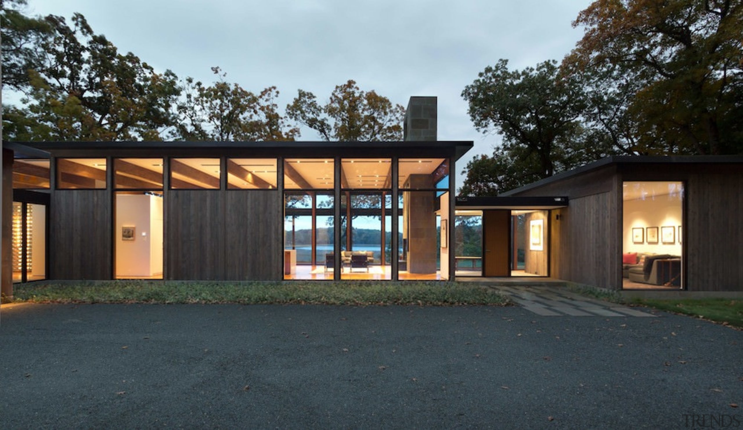 With so much glass, you can look through architecture, estate, facade, home, house, property, real estate, black