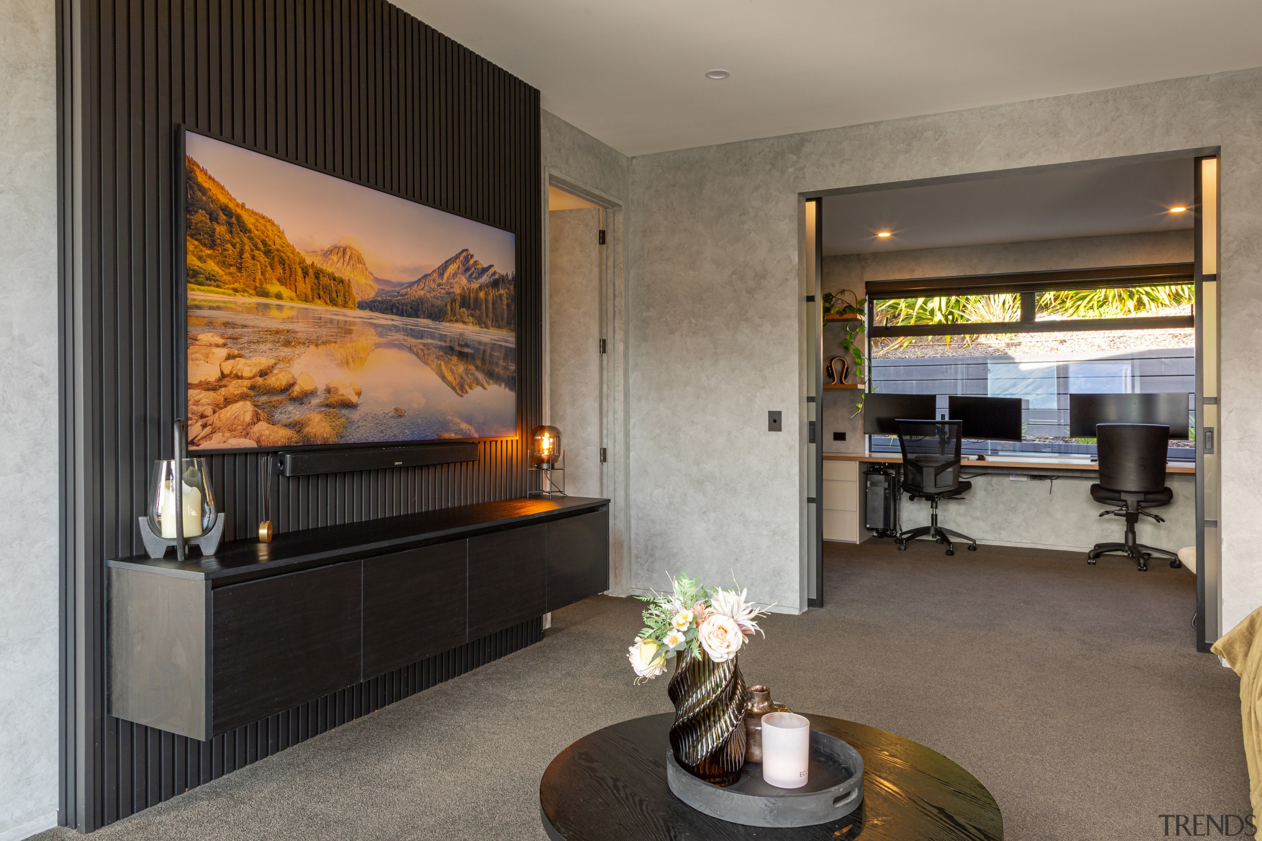 Media room with study beyond. - Connected to 