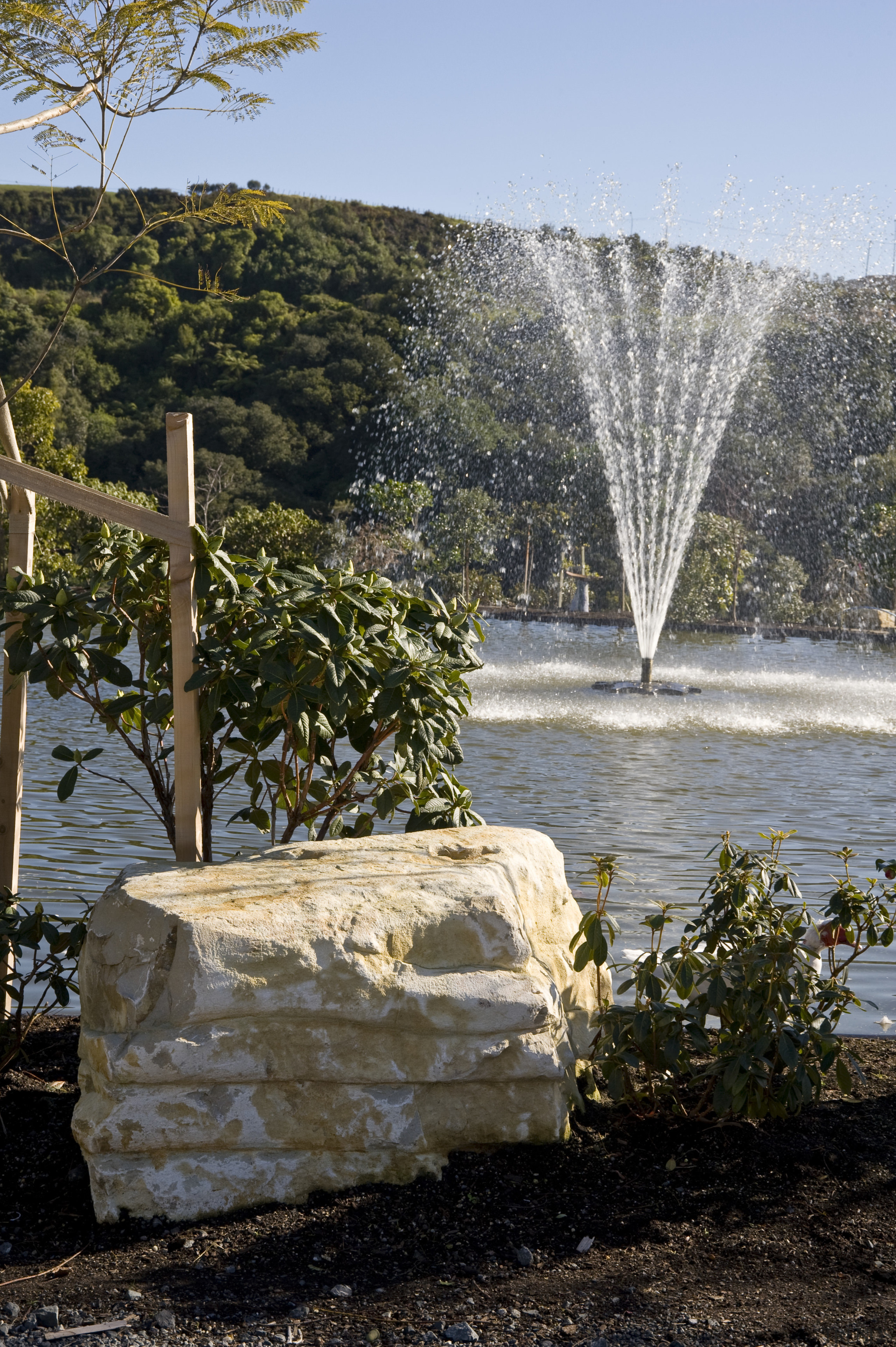 View of a limestone rock feature as part landscape, plant, reflection, tree, water, water feature, water resources, black