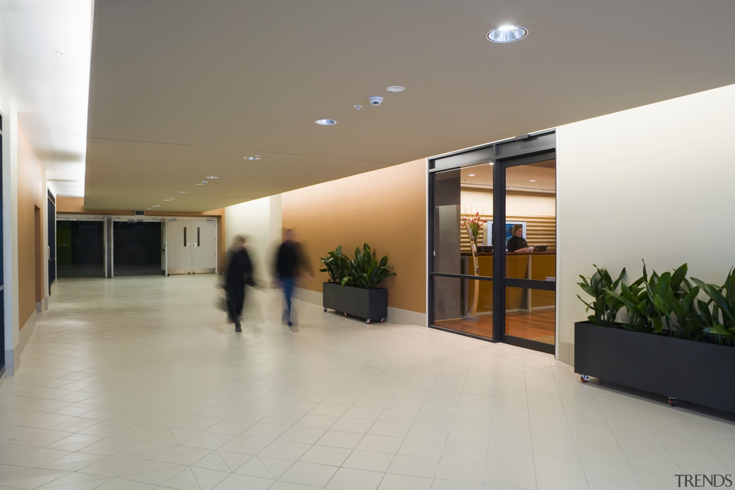 Maintaining and updating a pedestrain walkway through the ceiling, floor, flooring, interior design, lobby, real estate, gray