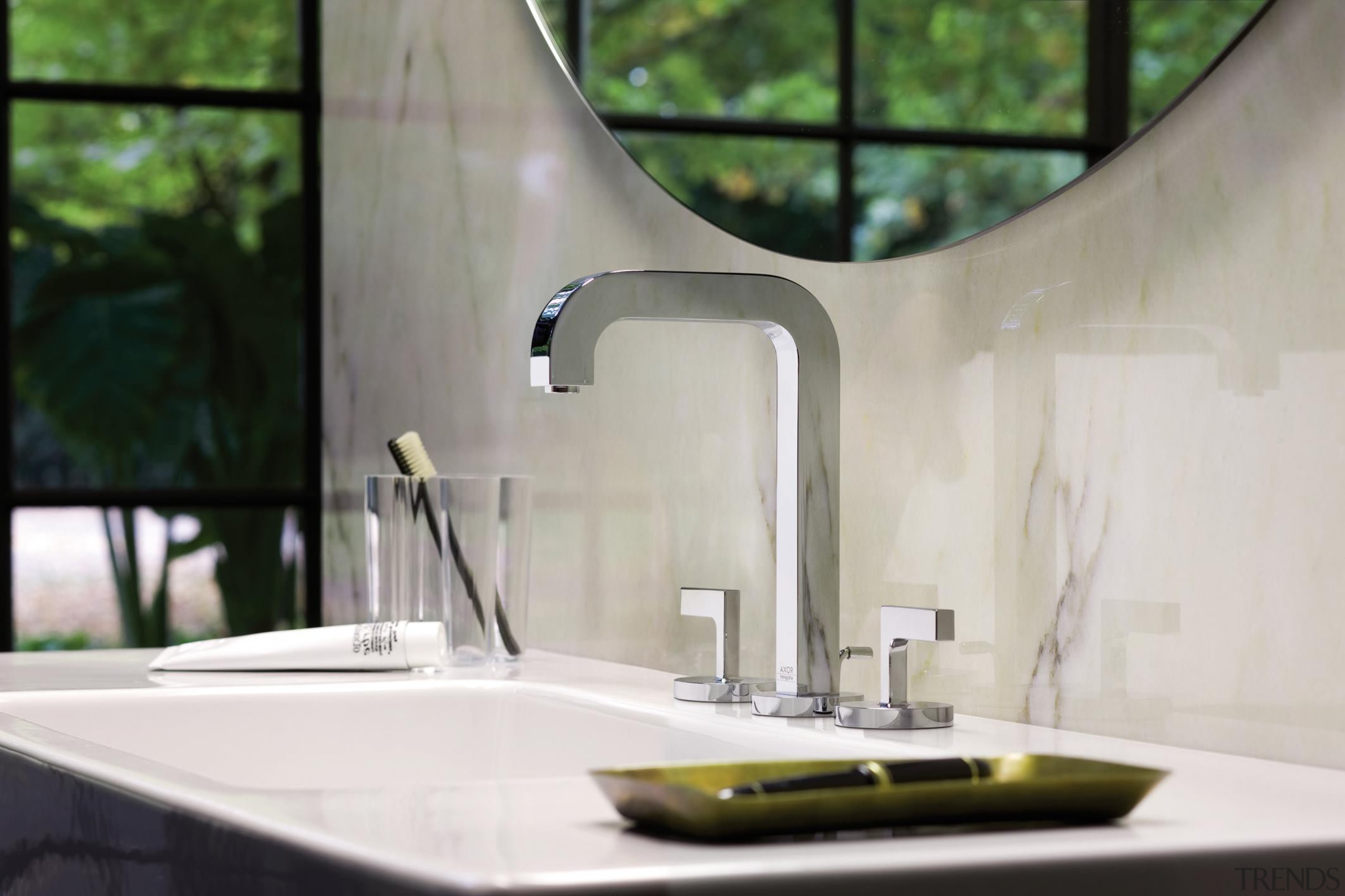 axor citterio ambience for Hansgrohe - axor citterio countertop, glass, interior design, plumbing fixture, product design, sink, tap, white