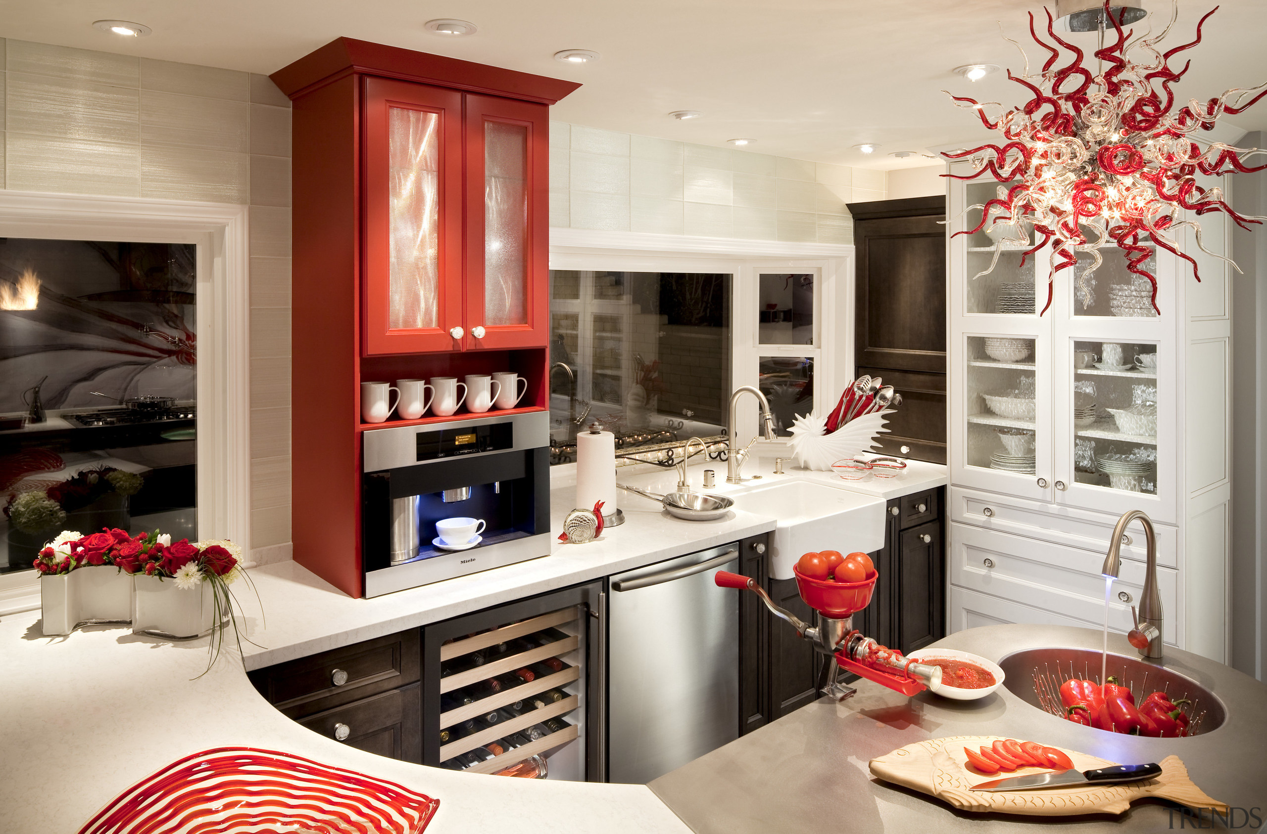 Dramatic kitchen by DeWitt Designer Kitchens - Dramatic countertop, interior design, kitchen, room, white