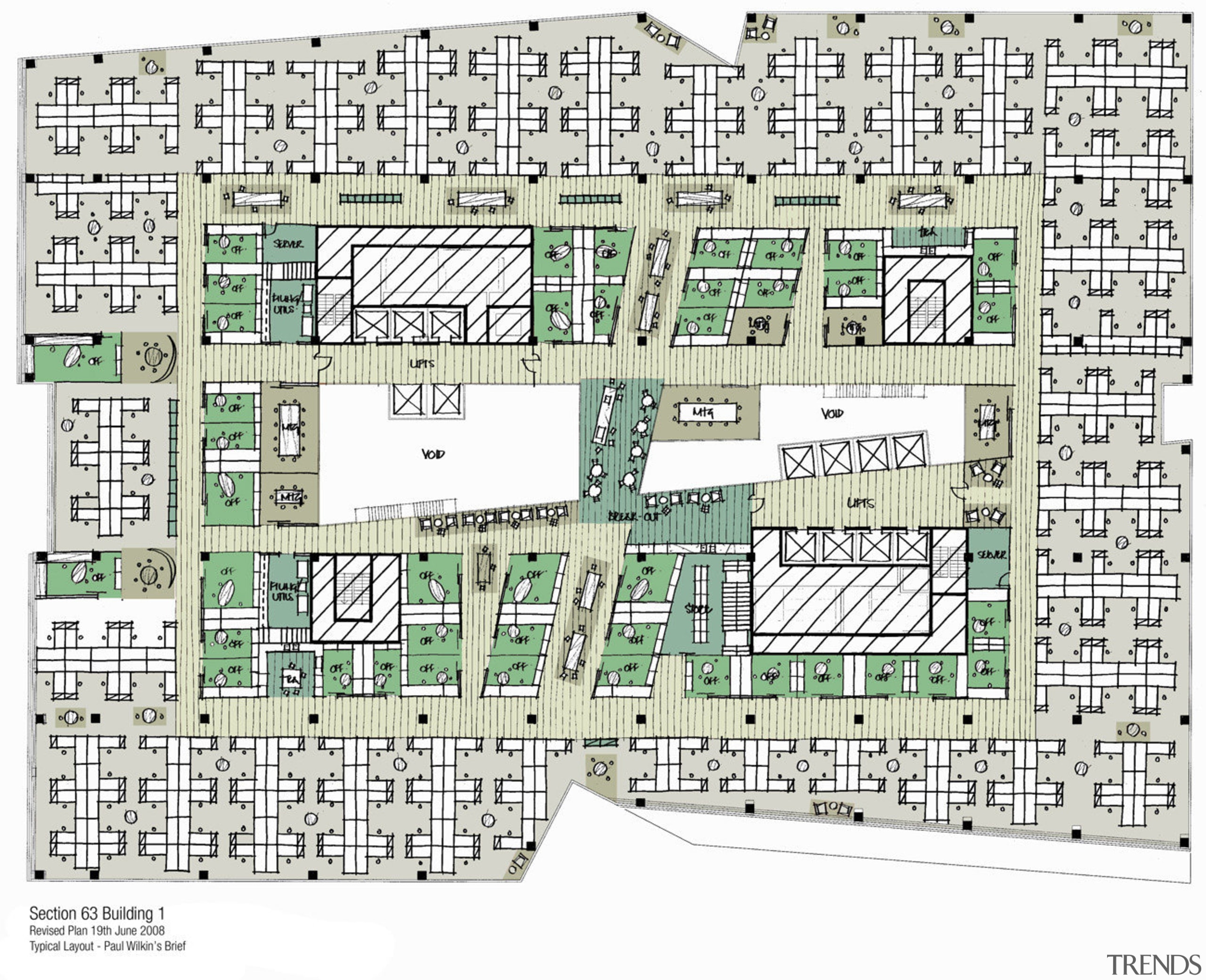 Image of the architectural plans for the Section area, diagram, drawing, floor plan, font, line, plan, text, urban design, white