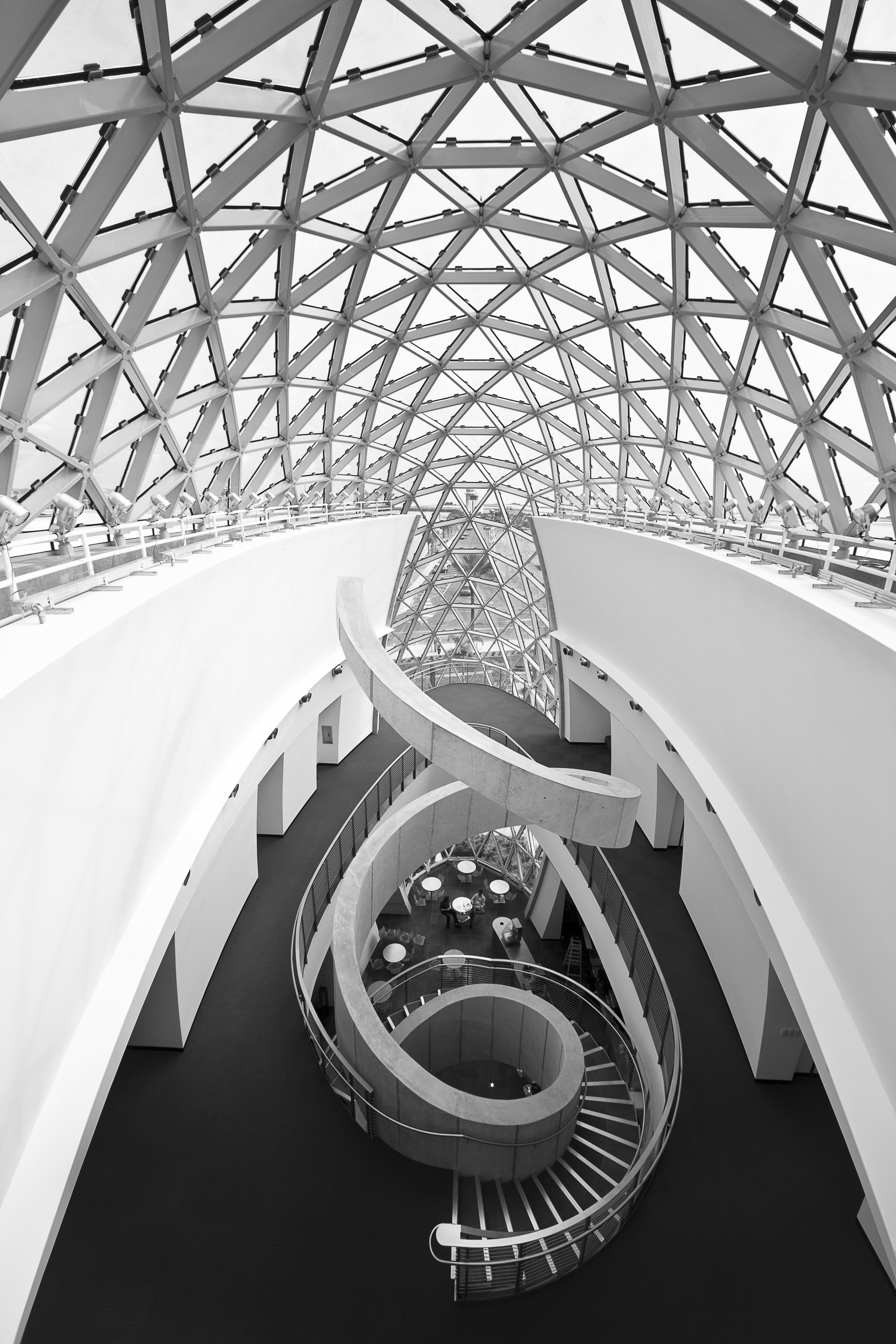 View of new art museum designed to house architecture, black and white, building, daylighting, design, line, monochrome, monochrome photography, product design, structure, white, black
