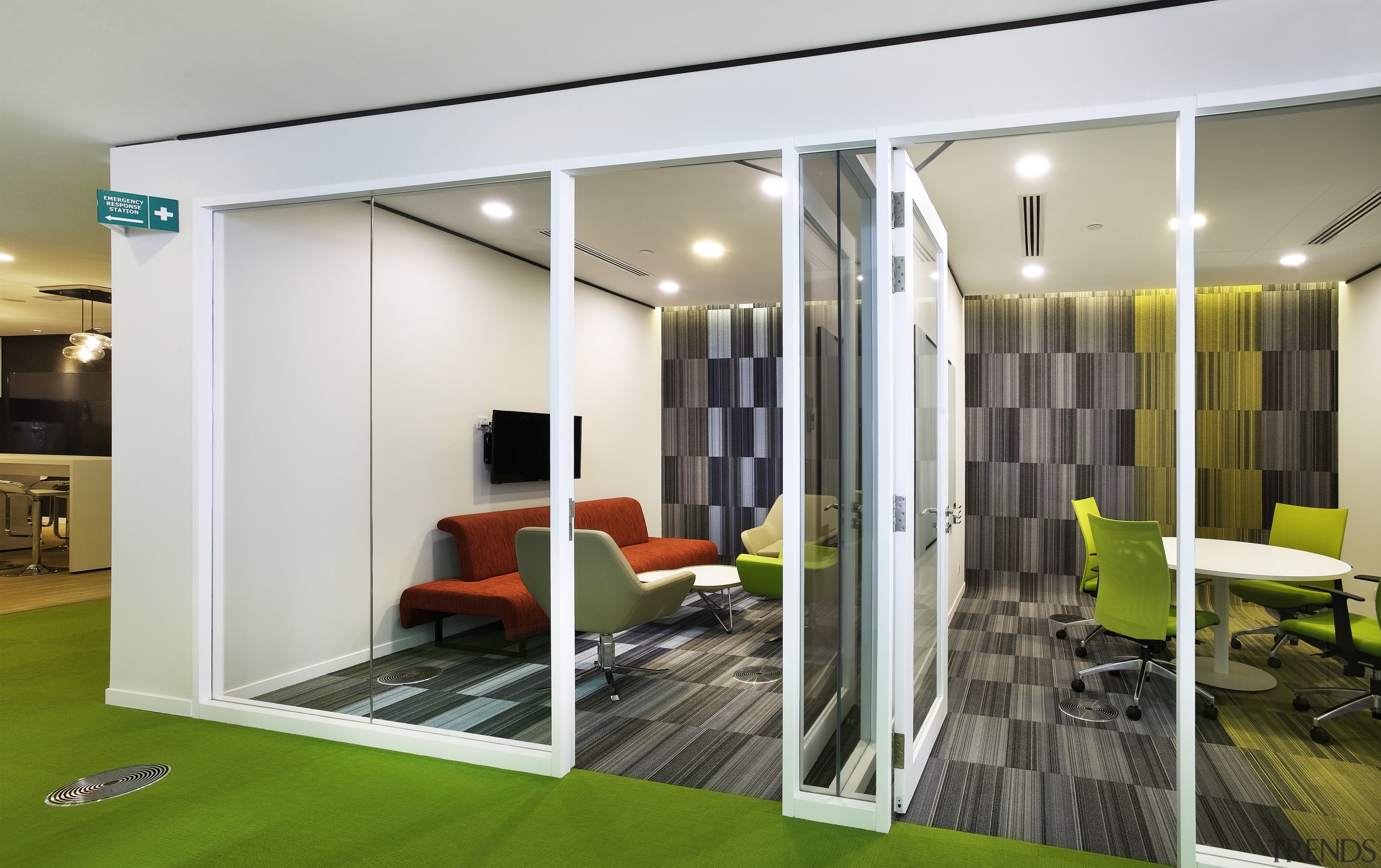 Typical meeting rooms on office floors of the architecture, ceiling, interior design, lobby, real estate, white, gray