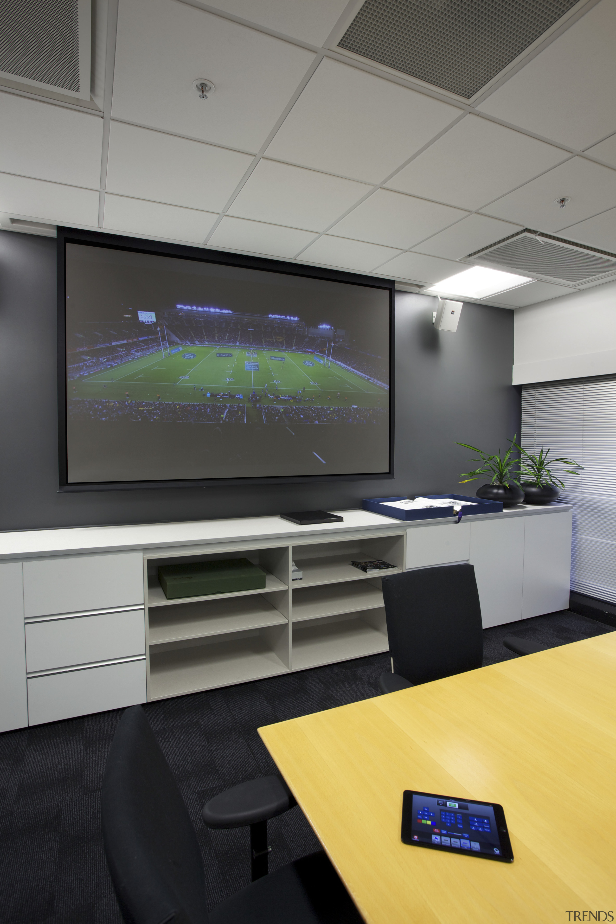 Advanced technology fit-out for NZRU from Futureworks display device, interior design, office, product design, gray, black