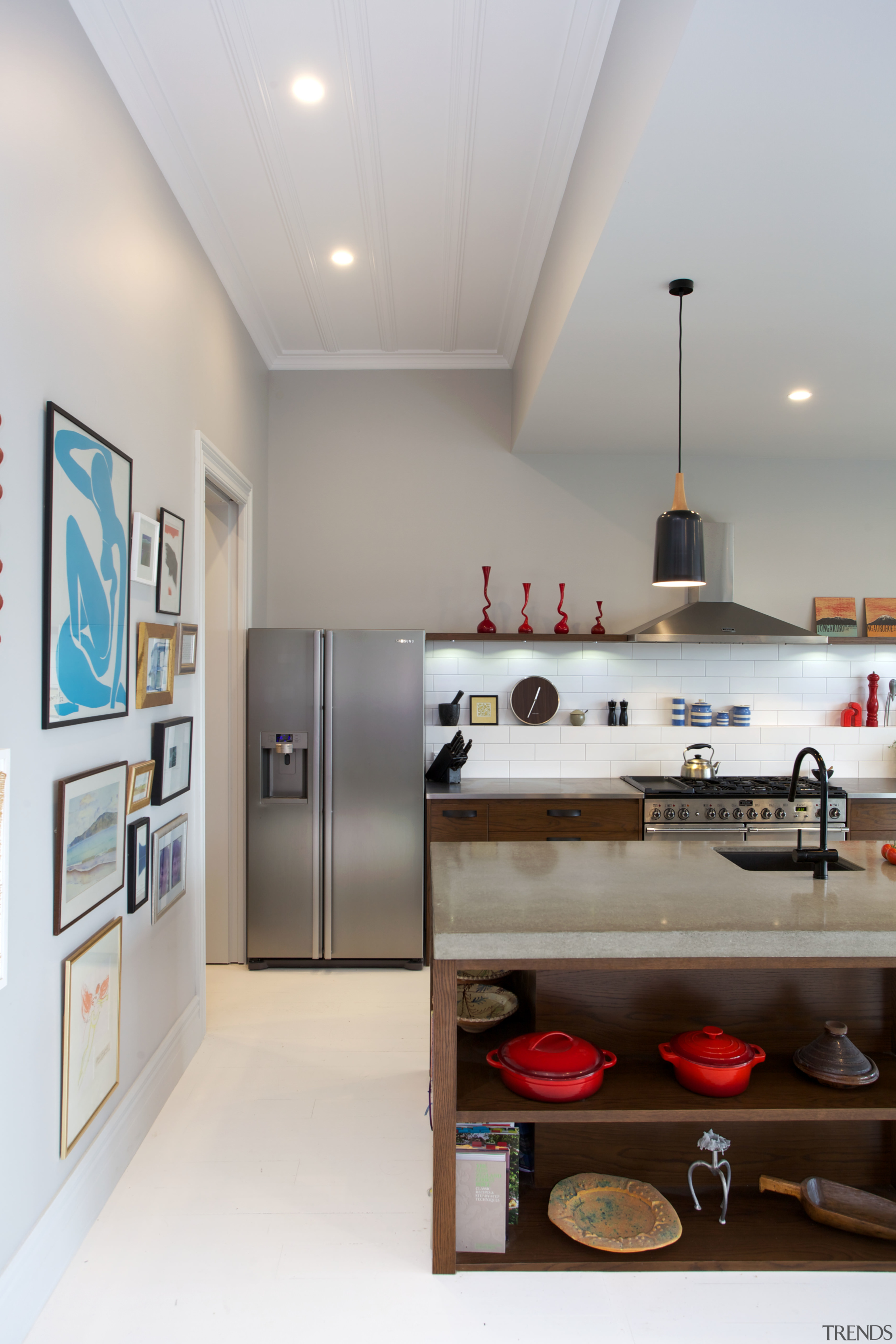Eclectic kitchen with display space - Eclectic kitchen countertop, interior design, kitchen, room, gray, white