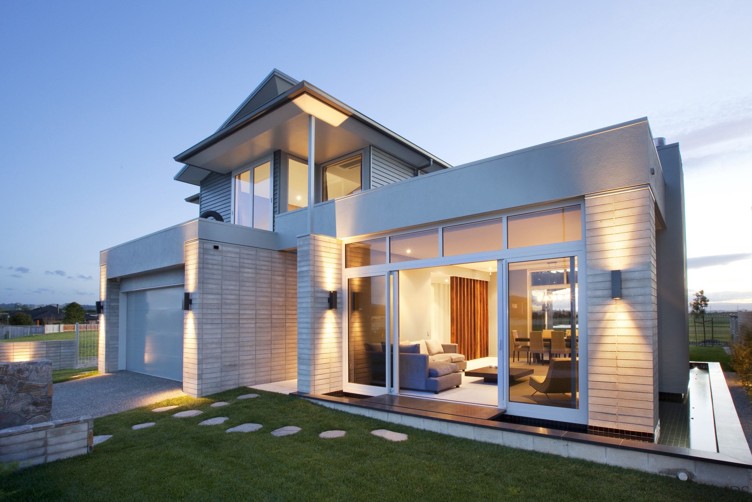 Contemporary home by Coast Papamoa - Contemporary home architecture, cottage, elevation, estate, facade, home, house, property, real estate, residential area, window, teal