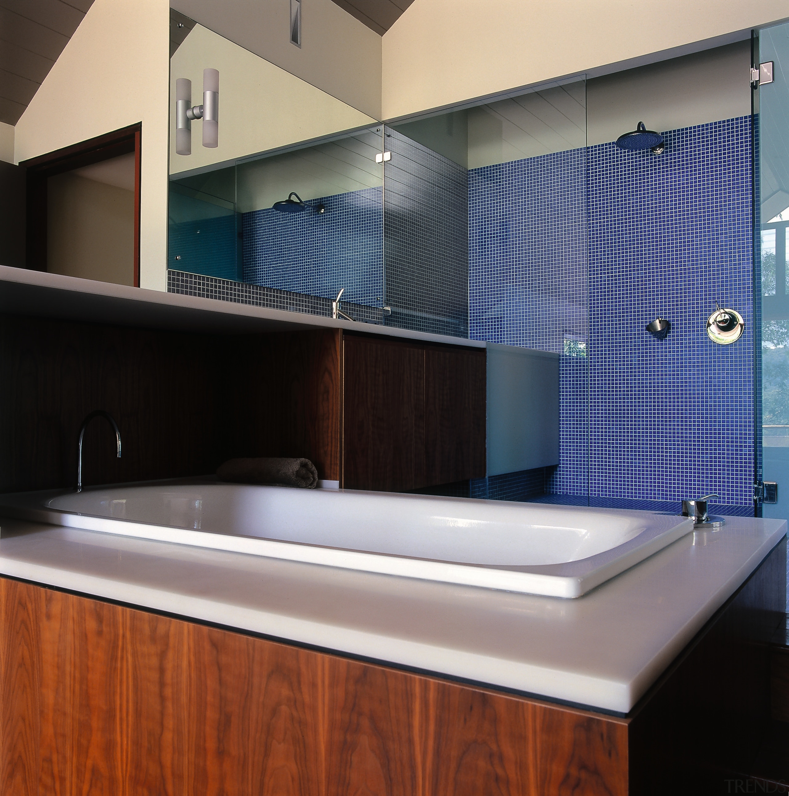 View of the bathroom of this home - bathroom, countertop, daylighting, glass, interior design, kitchen, sink, tile, gray, black