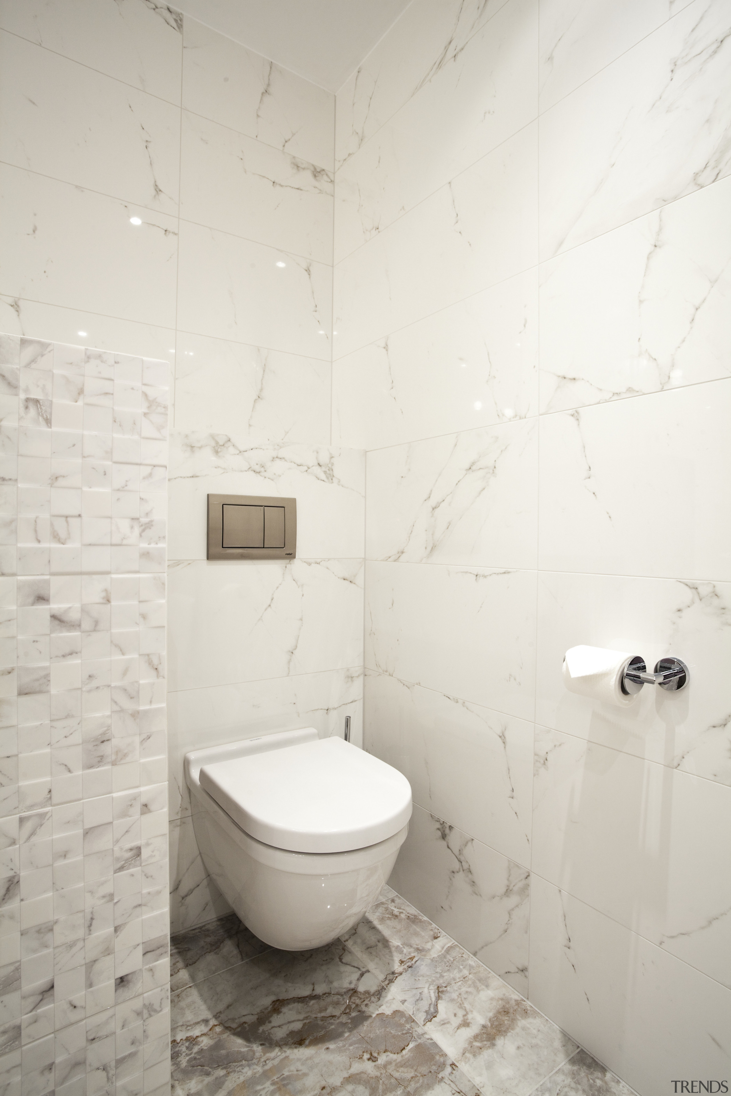 Light touch  penthouse bathroom remodel by Von bathroom, bidet, ceramic, floor, interior design, plumbing fixture, product design, room, tap, tile, toilet, toilet seat, wall, white