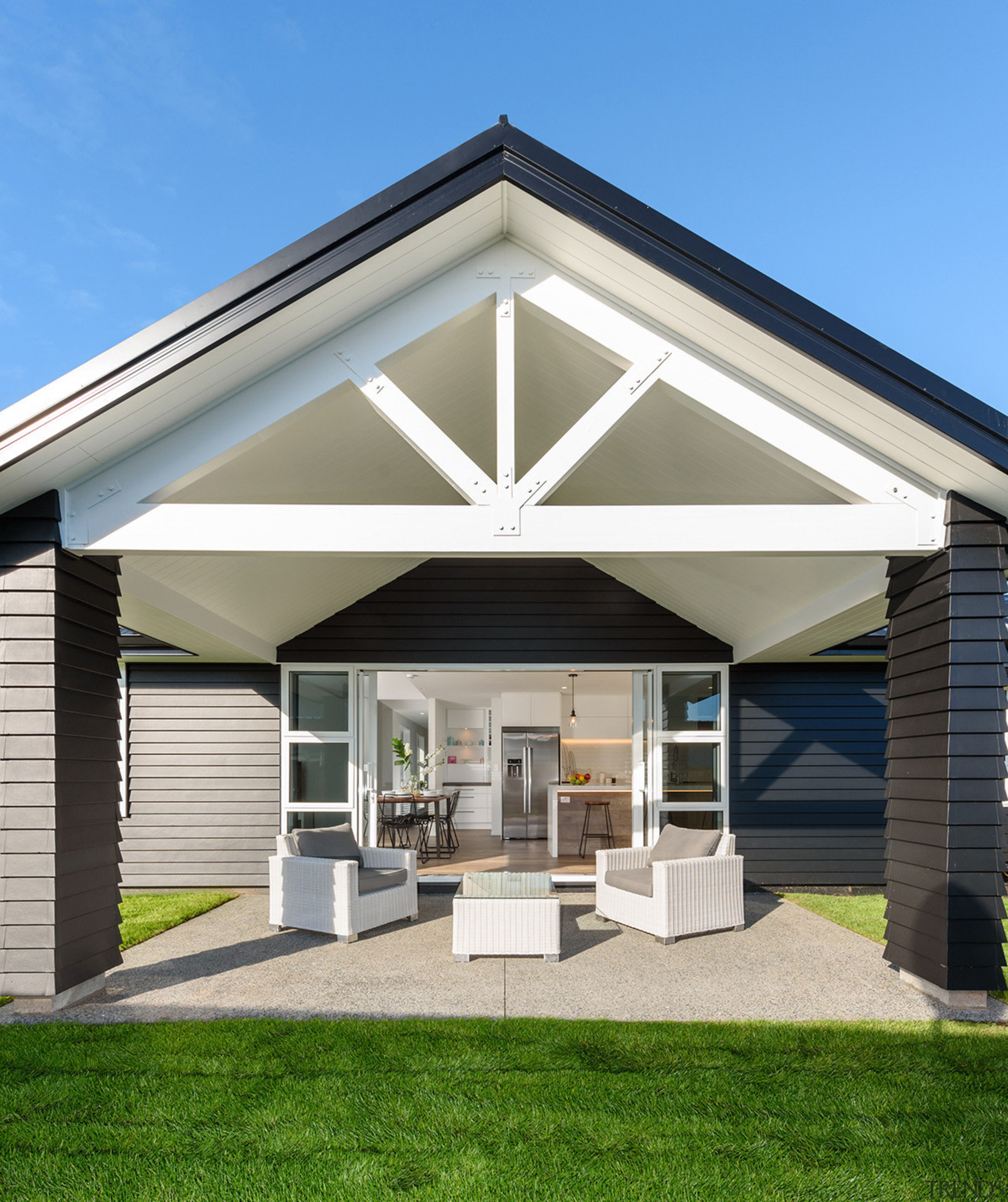 The large alfresco dining area is just one home, house, residential area, siding, New Home builder,  Sentinel Homes, Outside dining area, 