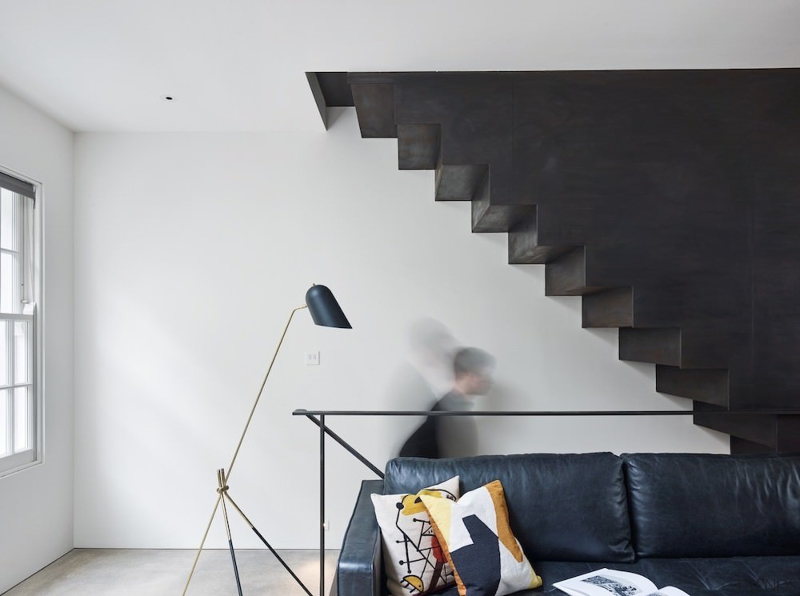 Andy Martin Architecture – Renovation in London - angle, architecture, ceiling, daylighting, floor, handrail, interior design, loft, product design, stairs, wall, white, black