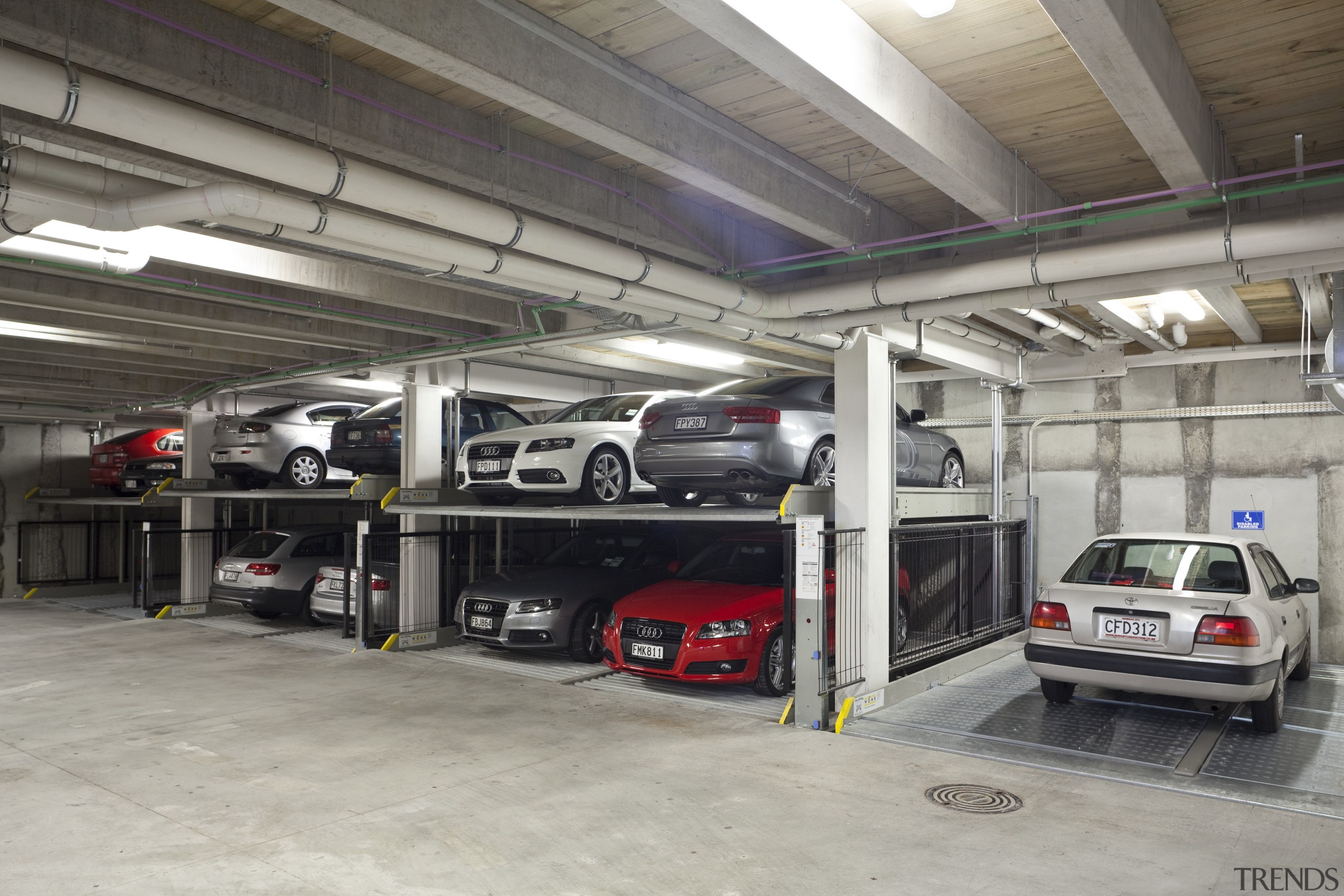 View of the underground car parking at the automobile repair shop, automotive exterior, car, motor vehicle, parking, parking lot, vehicle, gray