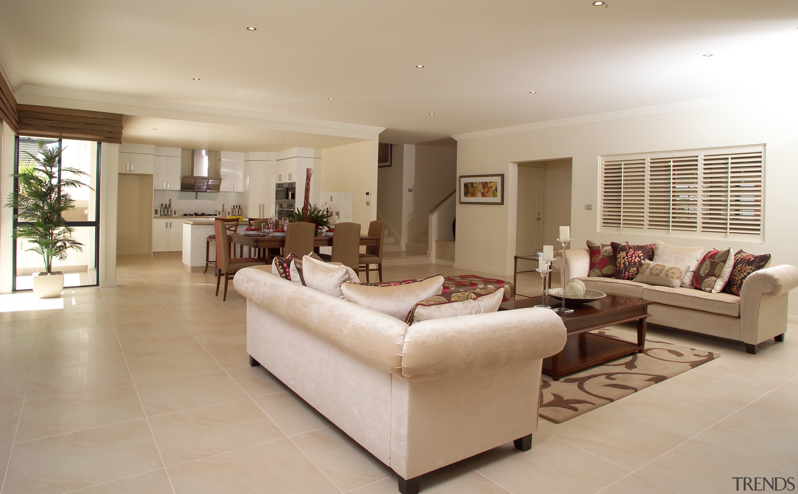 interior lounge view of the Augusta home. Built ceiling, estate, floor, flooring, hardwood, home, interior design, living room, property, real estate, room, wood flooring, gray