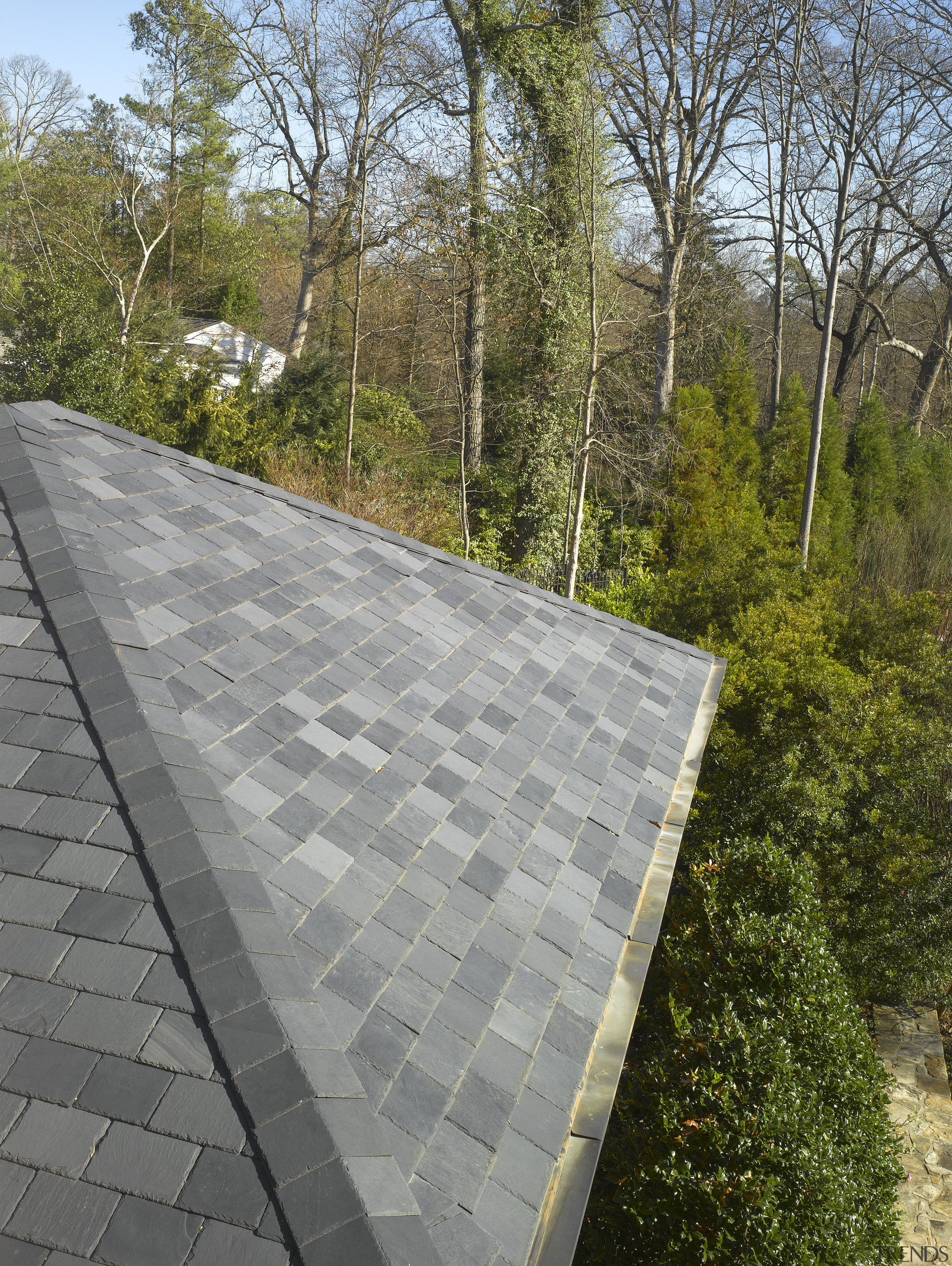 View of roof by RW Stokes Enterprises - architecture, asphalt, daylighting, outdoor structure, path, road surface, roof, walkway, wall, gray, brown