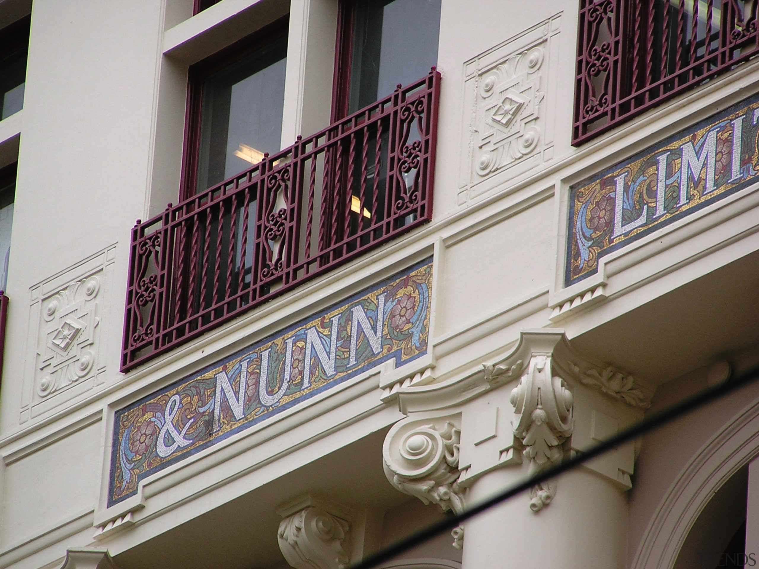 An exterior view of the use of Resene architecture, balcony, baluster, building, facade, handrail, iron, window, gray