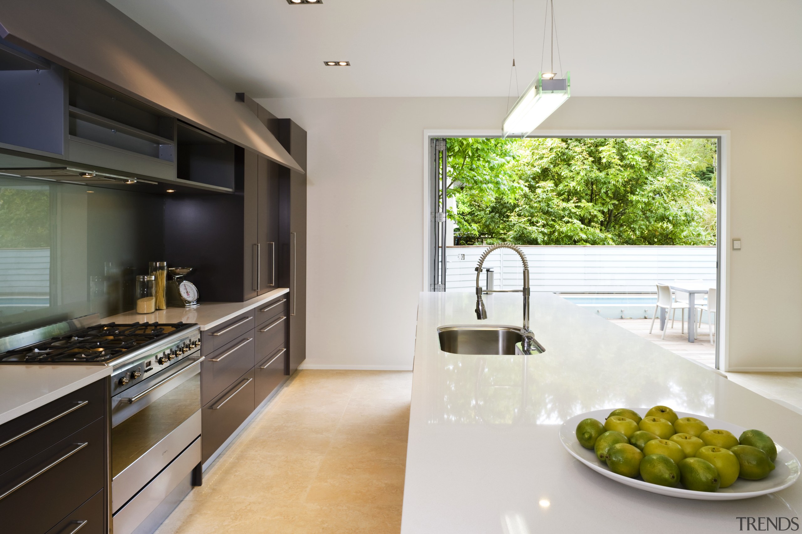 Comtempary Kitchen Galley Style Ceaser Stone benchtops in countertop, interior design, kitchen, real estate, gray