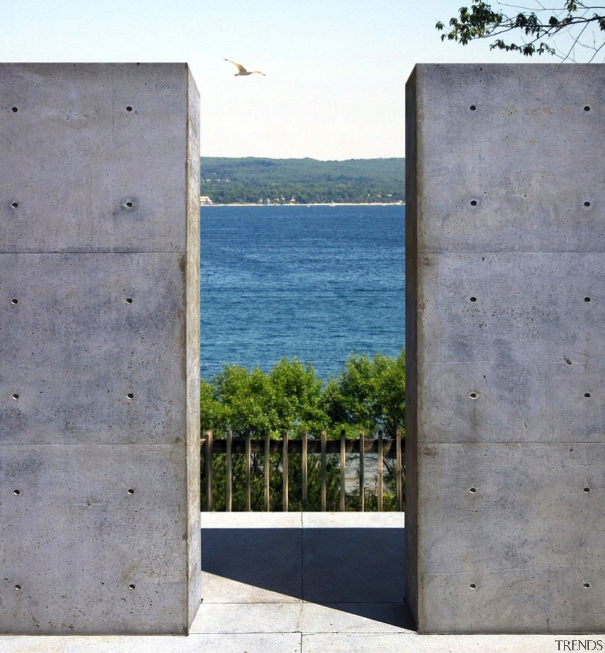 Views out to the bay - Views out architecture, concrete, facade, sky, wall, window, gray