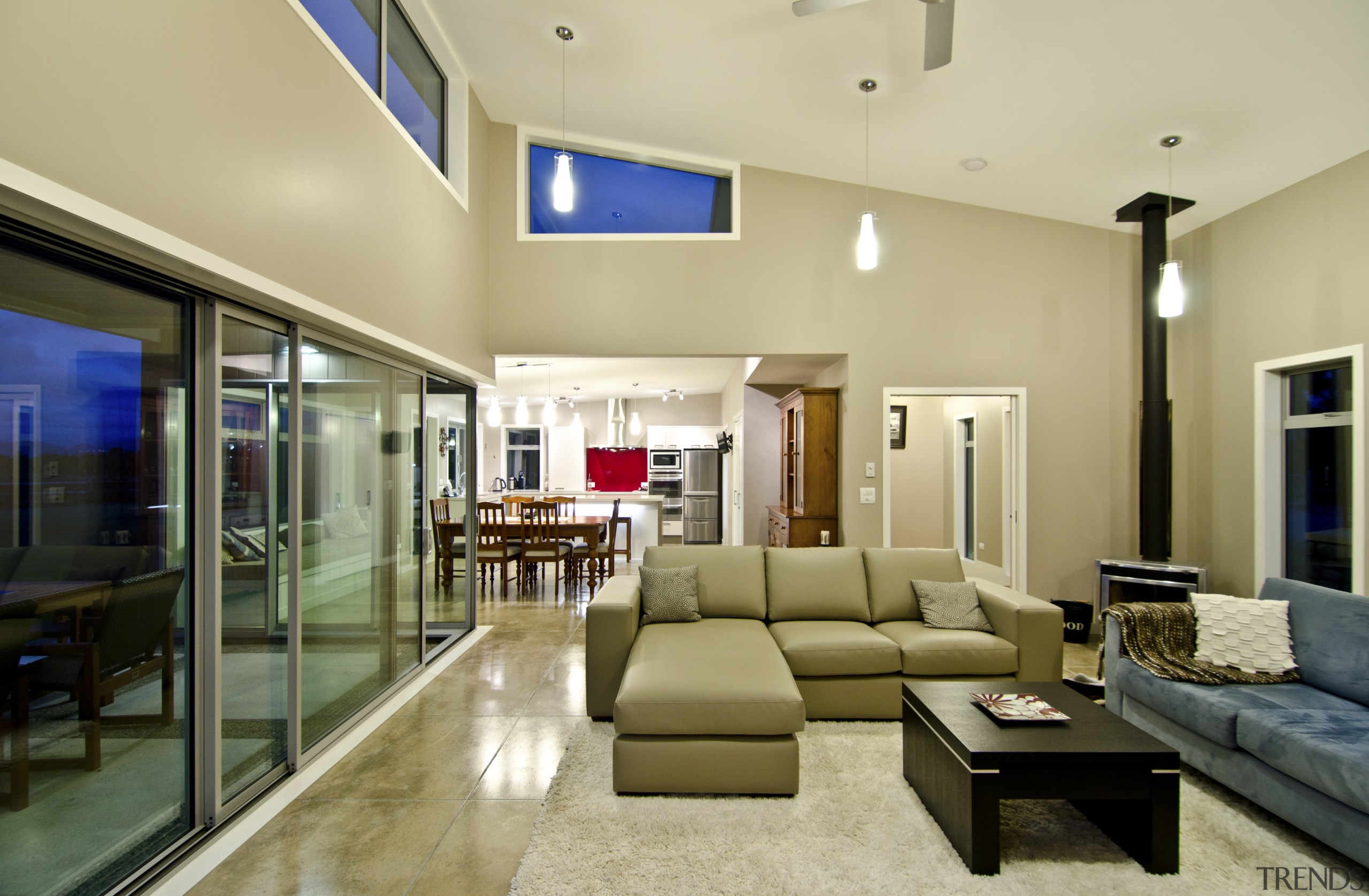 Raising the benchmark  myHomestar by NZGBC - apartment, ceiling, estate, home, interior design, living room, lobby, property, real estate, room, orange