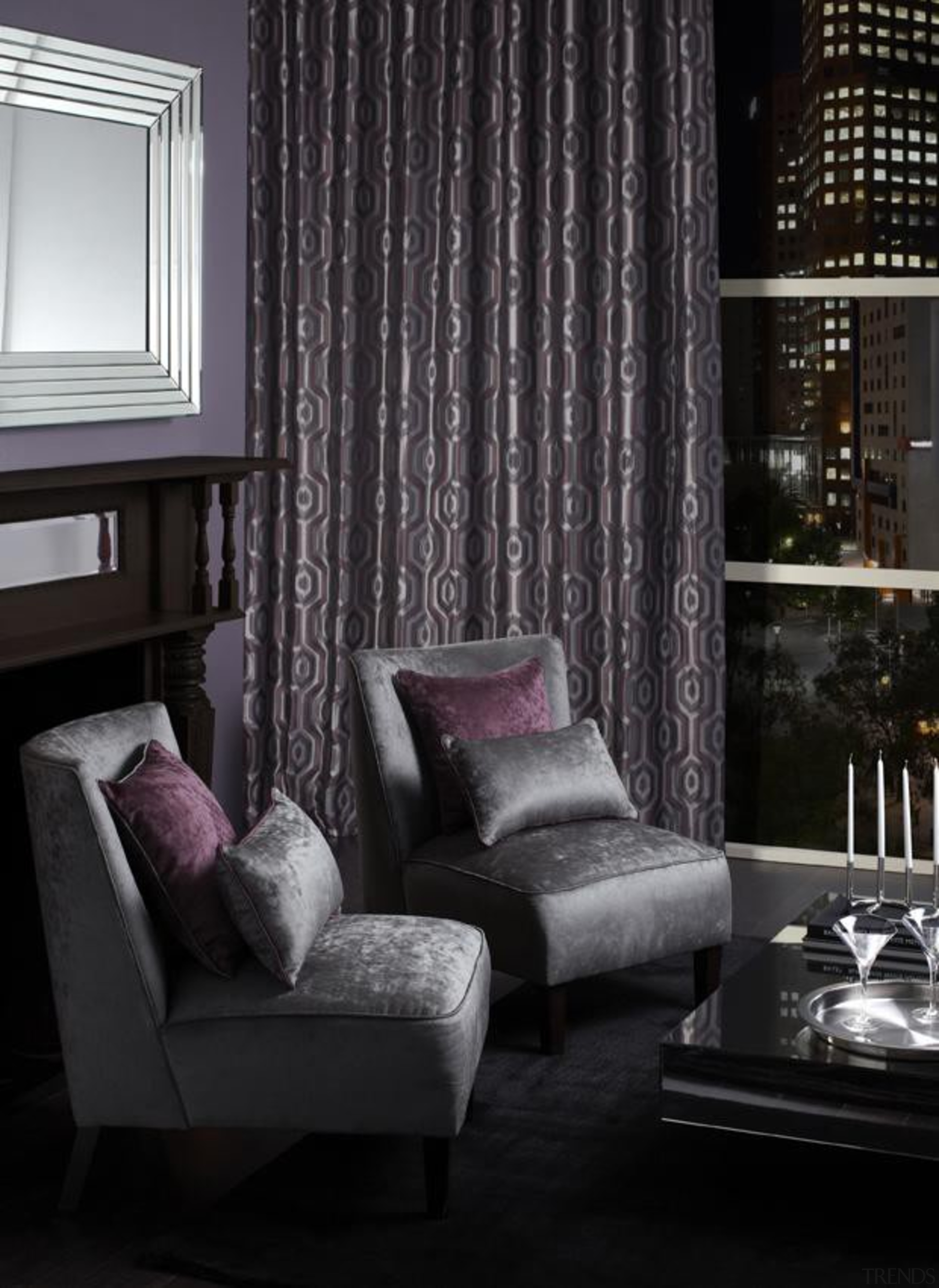 Hexagon - chair | couch | curtain | chair, couch, curtain, furniture, home, interior design, living room, room, textile, wall, window, window blind, window covering, window treatment, black