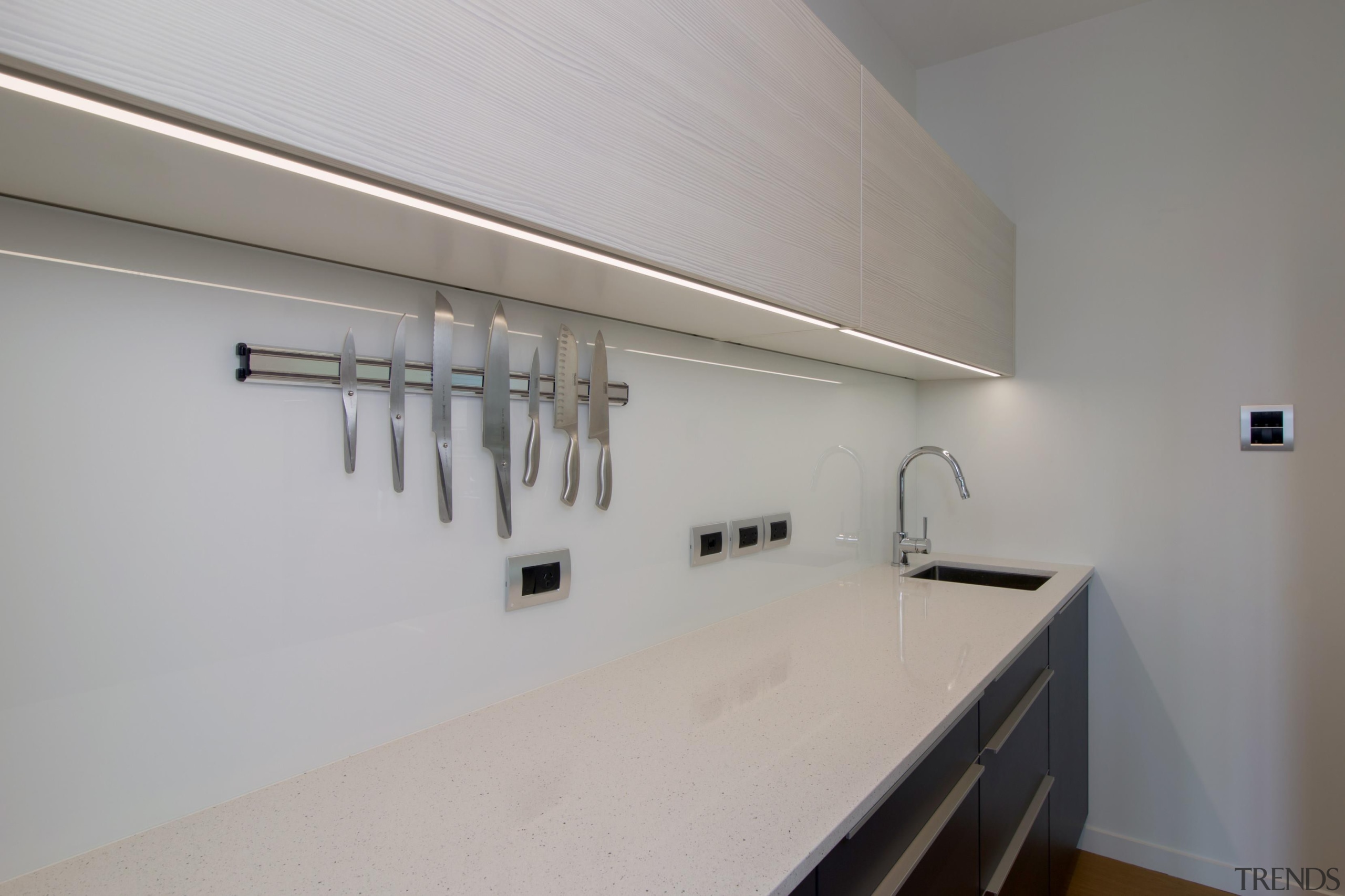 Inside the scullery - the design continuesFor more architecture, countertop, daylighting, floor, home, house, interior design, kitchen, property, real estate, room, gray