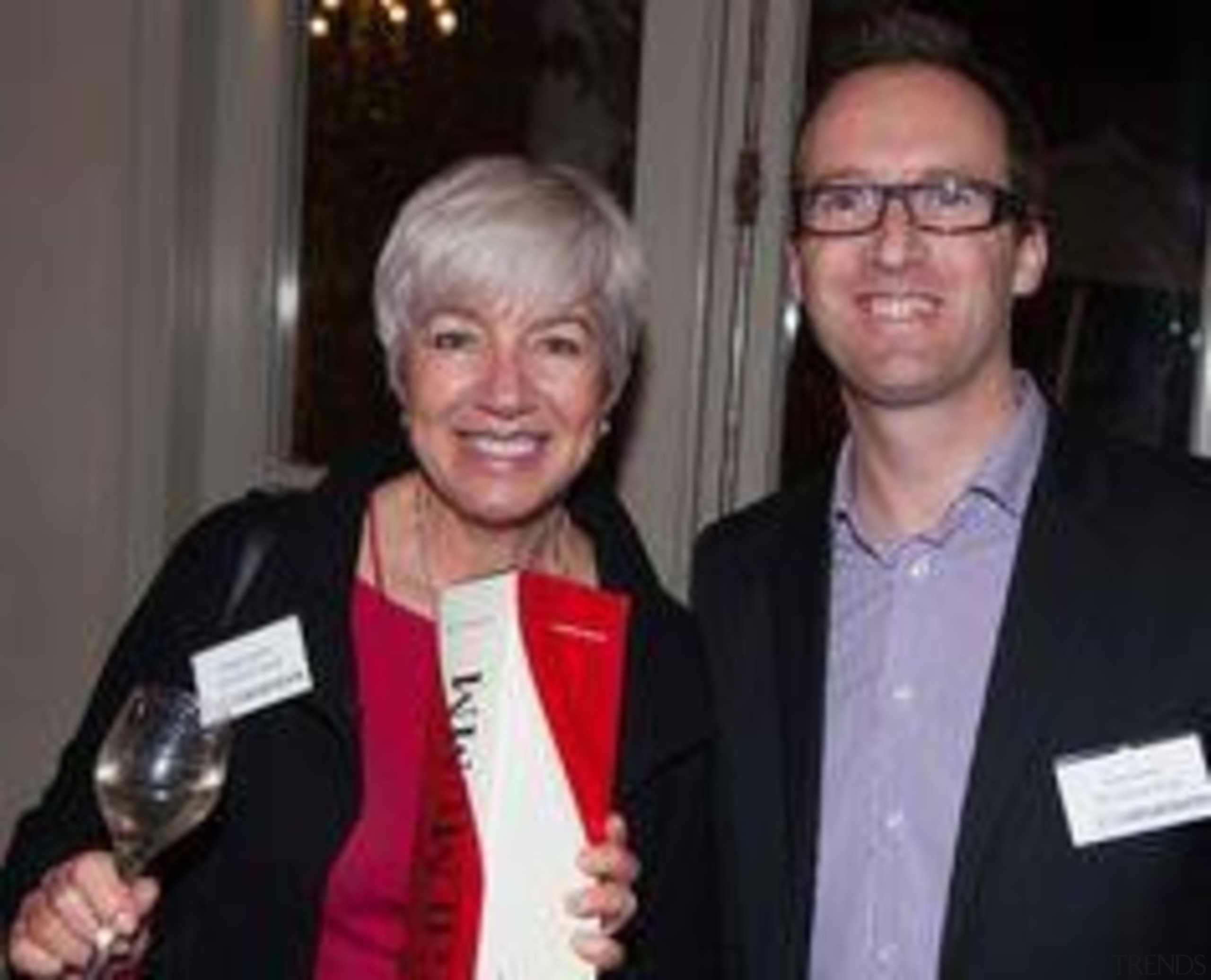 Maggie Gardner (Kitchens by Design) and Jesse Staines award, profession, socialite, black, gray