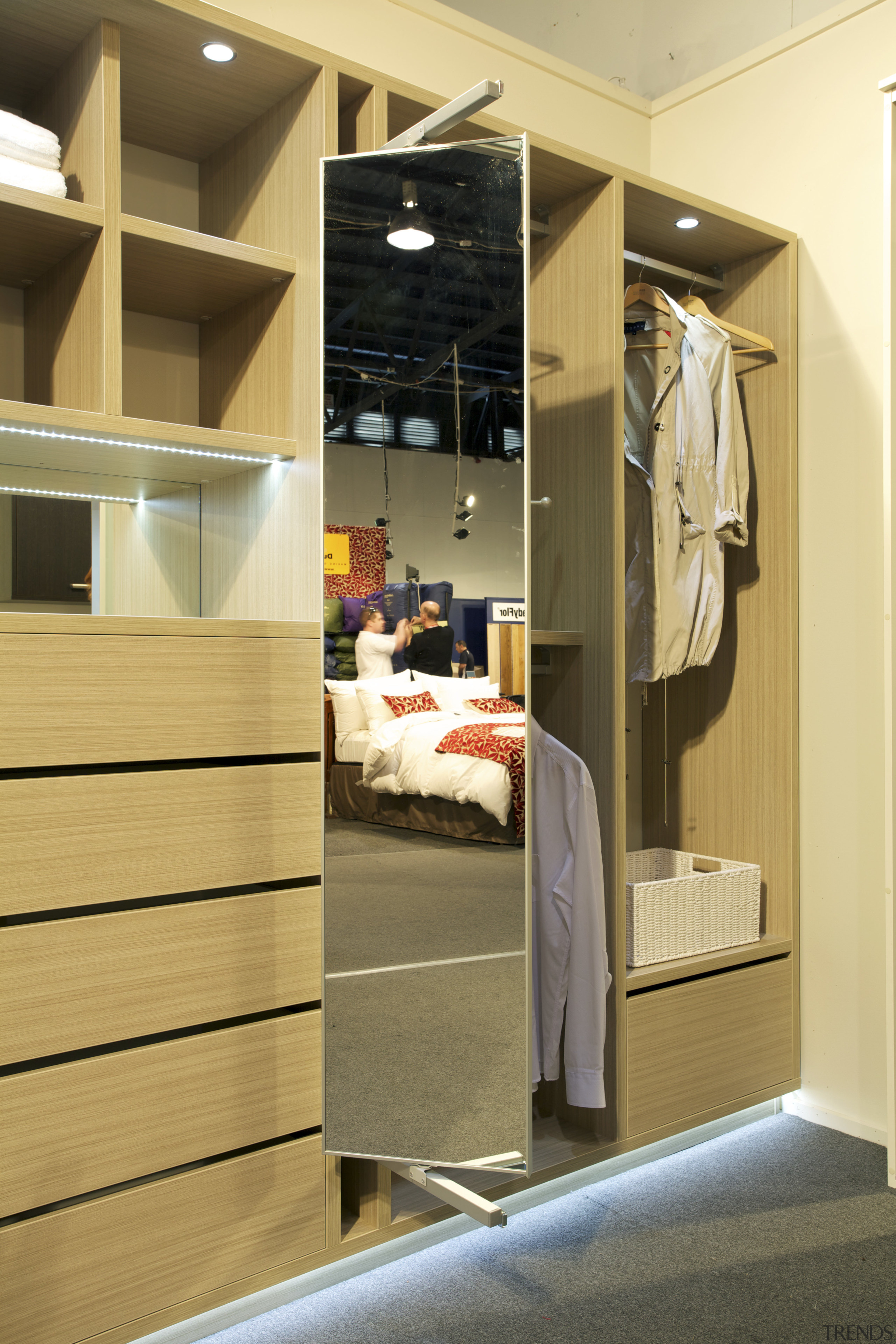 View of the bedroom cabinetry by Yellowfox - cabinetry, closet, furniture, interior design, room, wardrobe, orange, brown