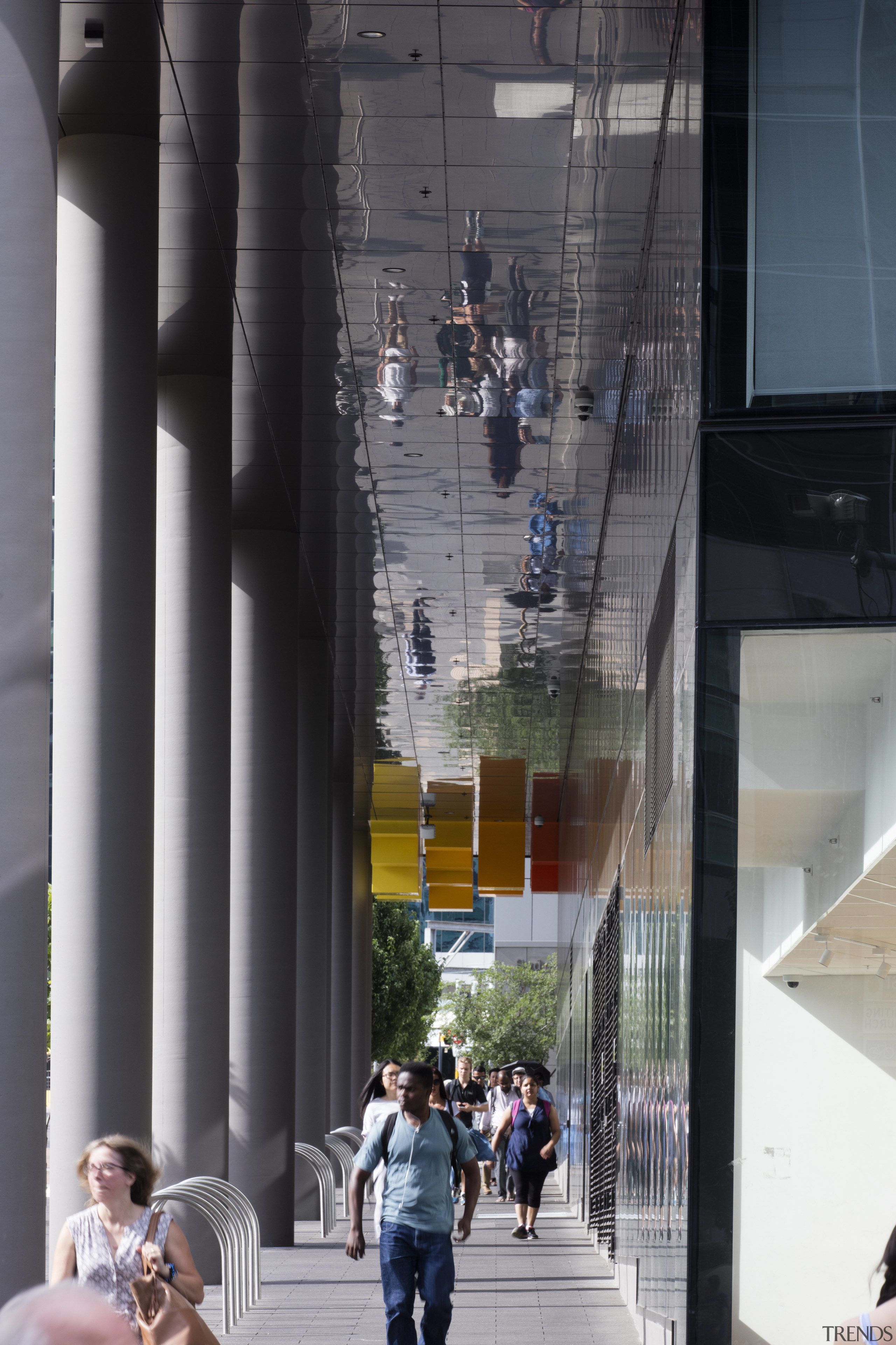 A two storey colonnade activates the eastern side architecture, building, city, tourist attraction, black, gray