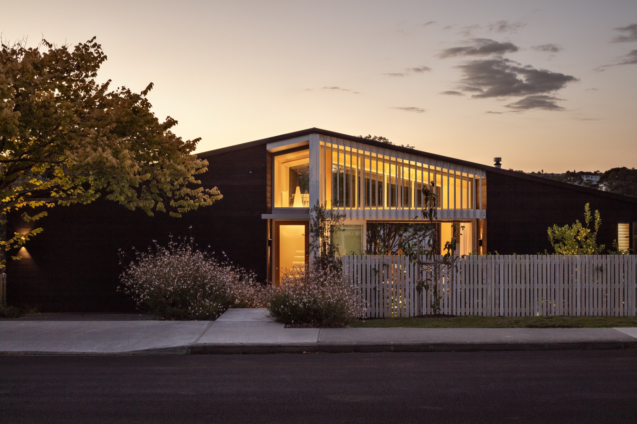 Slatted elements are a feature of the home 