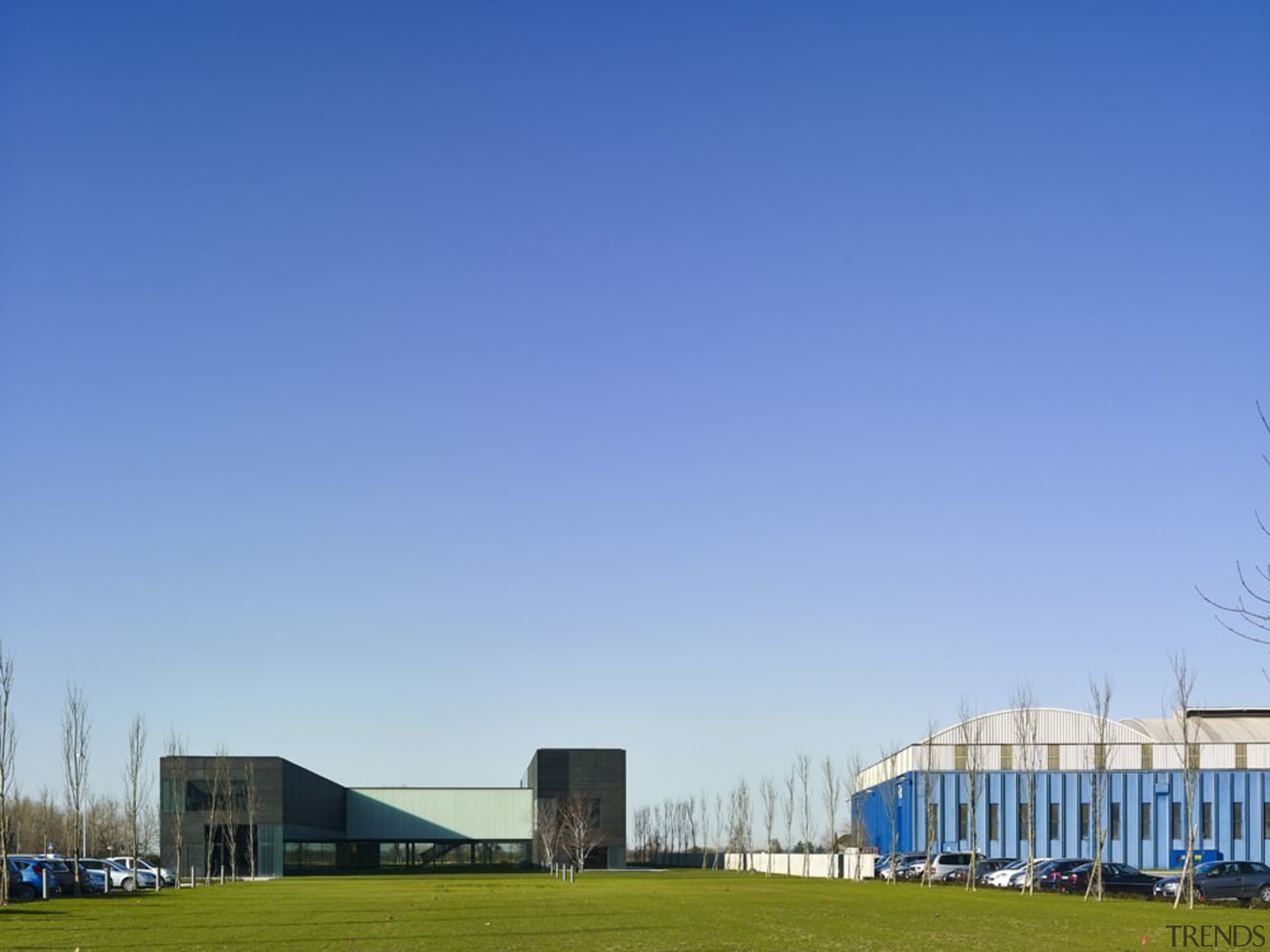 The new Faber headquarters designed by GEZA - architecture, atmosphere, atmosphere of earth, cloud, corporate headquarters, daytime, energy, field, grass, grassland, headquarters, horizon, house, meadow, residential area, sky, structure, blue