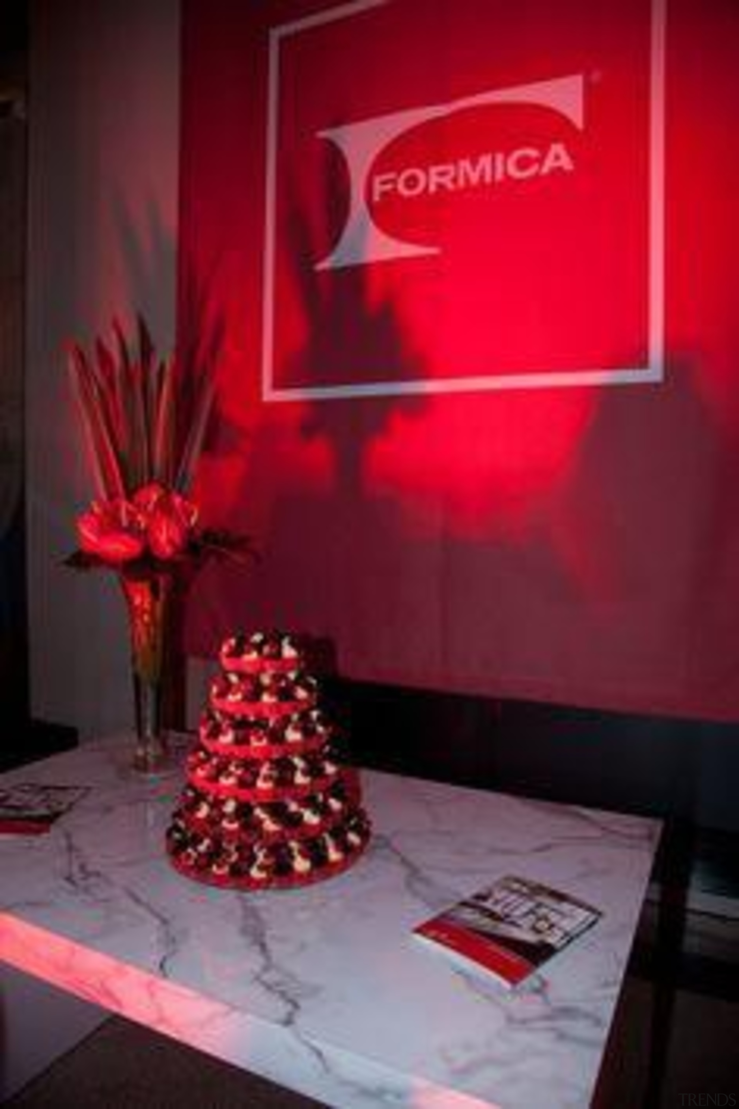 At Auckland Museum - At Auckland Museum - interior design, light, lighting, red, table, red