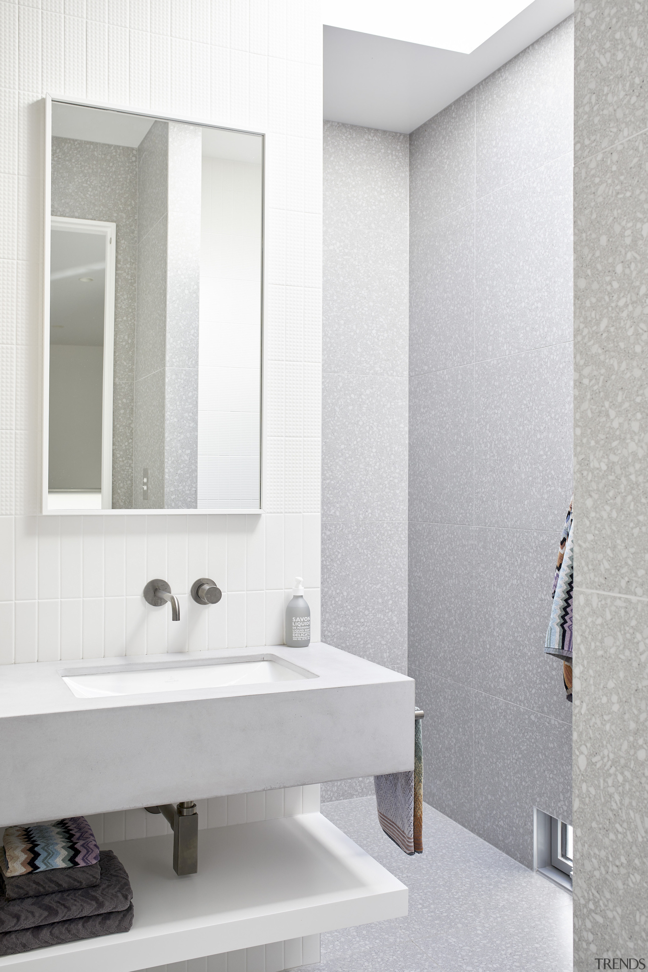 A sink scooped out of a block of 