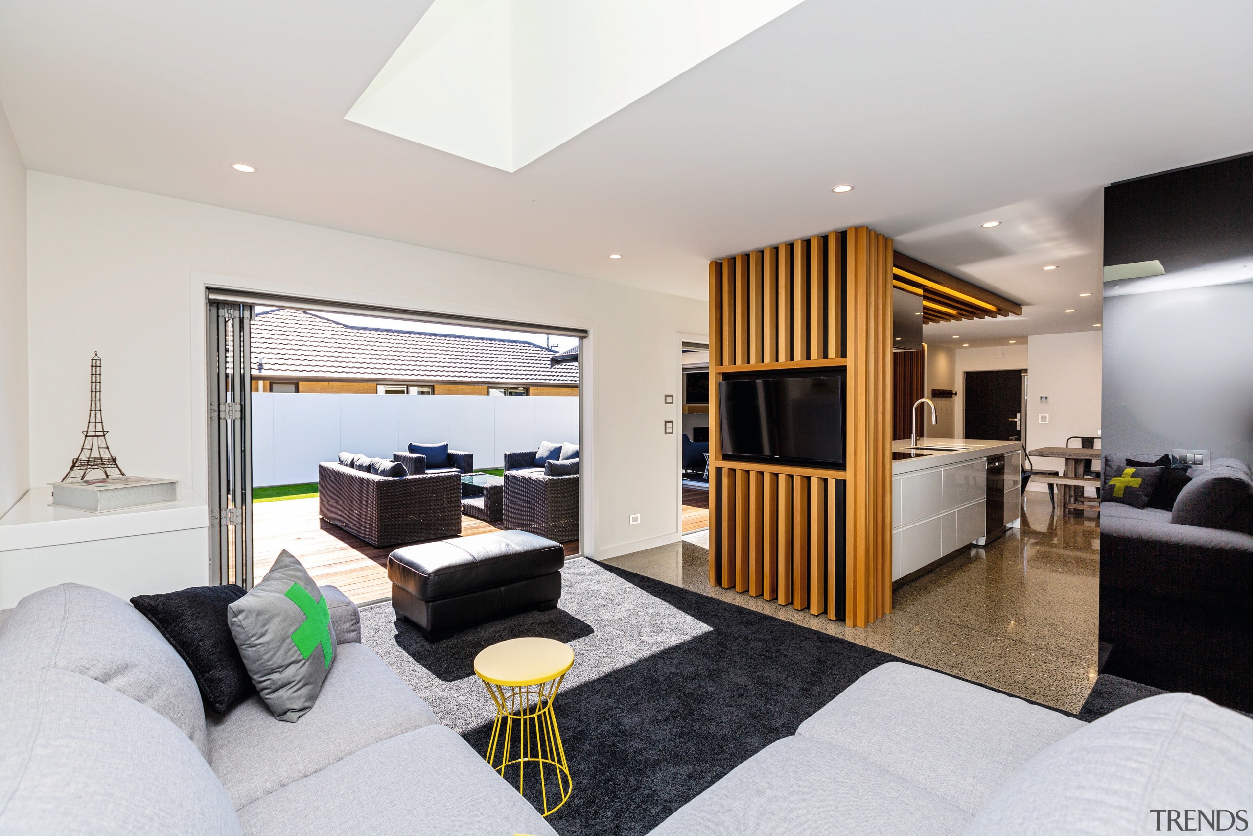 This house won the National Gold Reserve Award, ceiling, interior design, living room, property, real estate, room, suite, gray, white