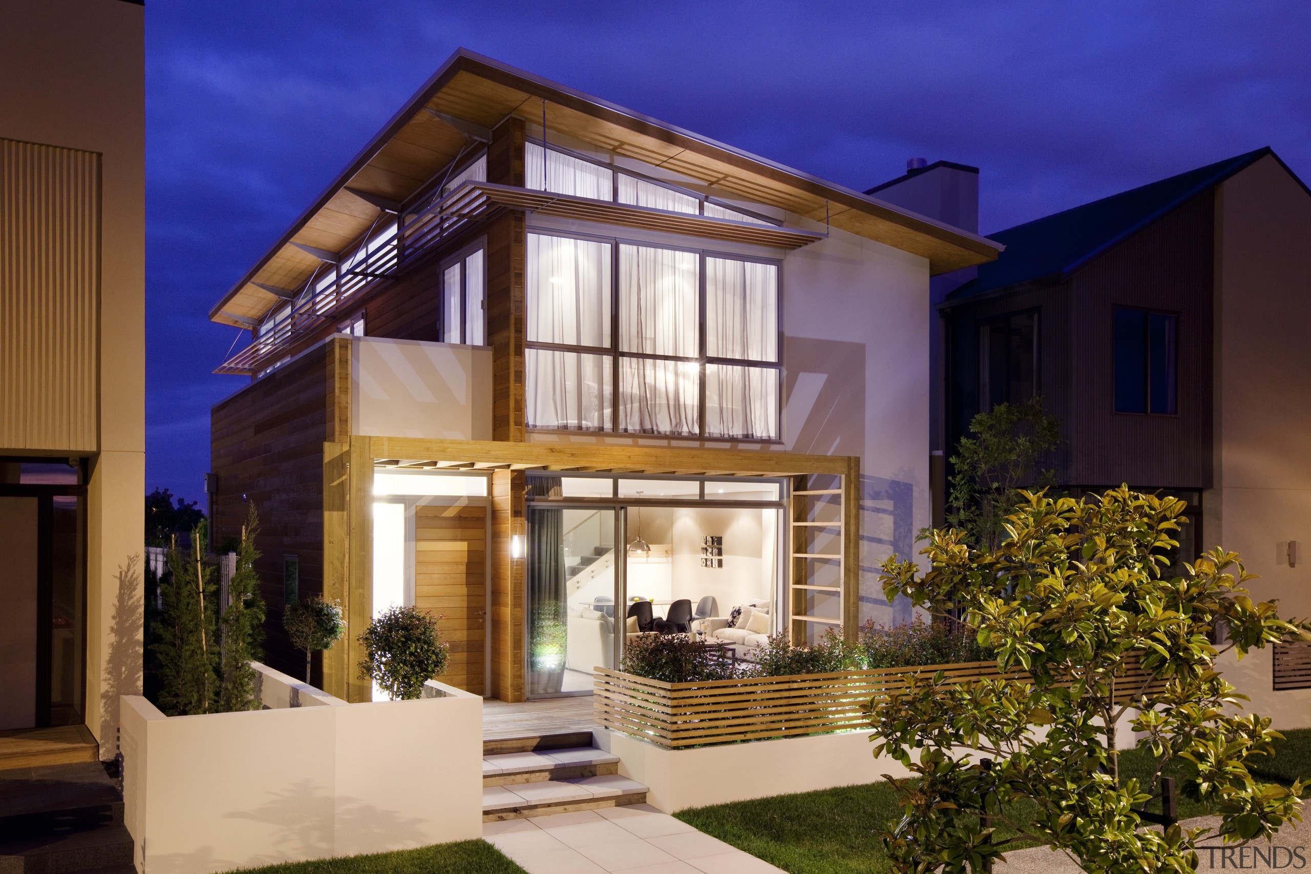 Every home is finished to a very high architecture, elevation, estate, facade, home, house, interior design, lighting, property, real estate, residential area, roof, siding, villa, window, brown