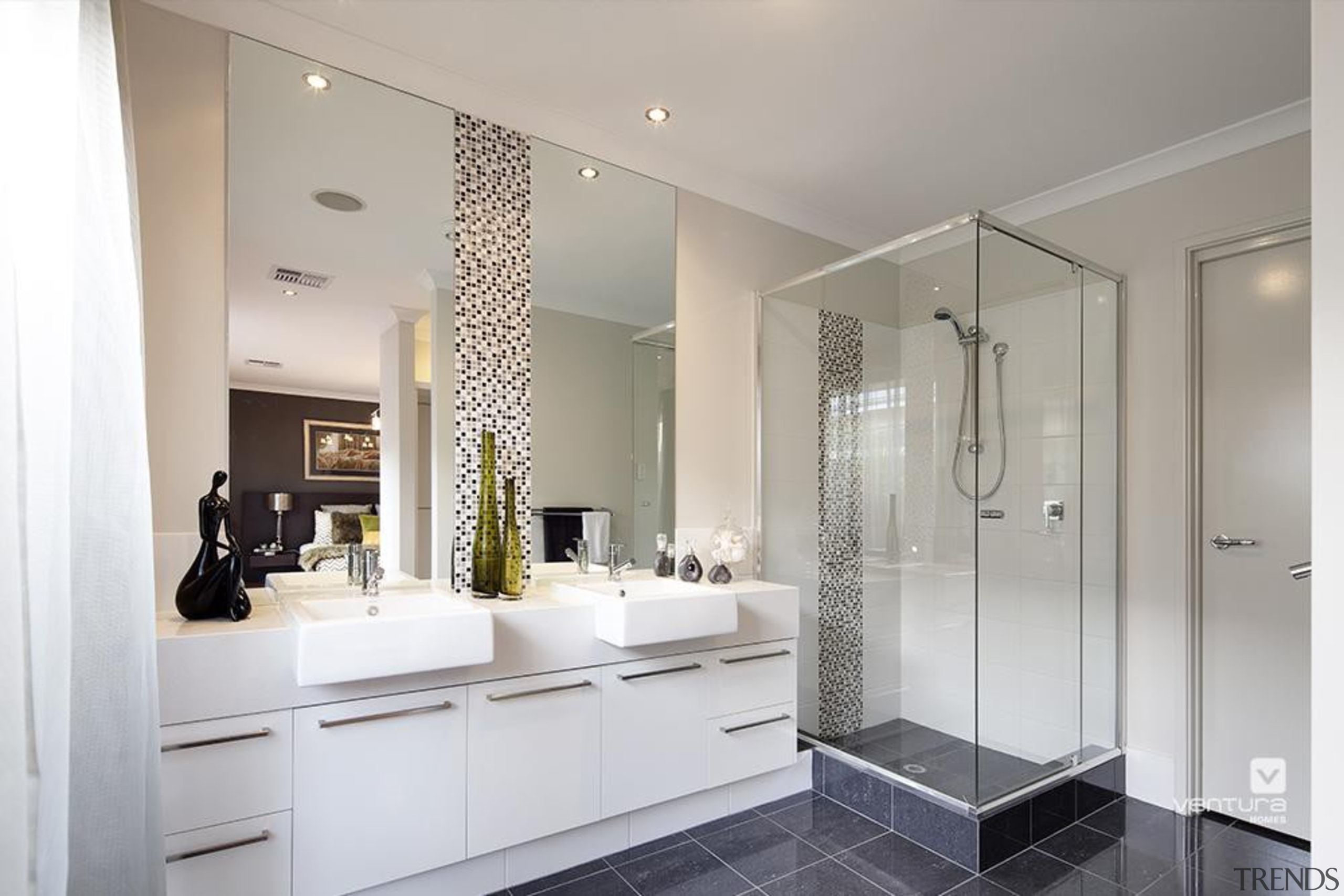 Ensuite design. - The Paramount Display Home - bathroom, home, interior design, real estate, room, sink, gray