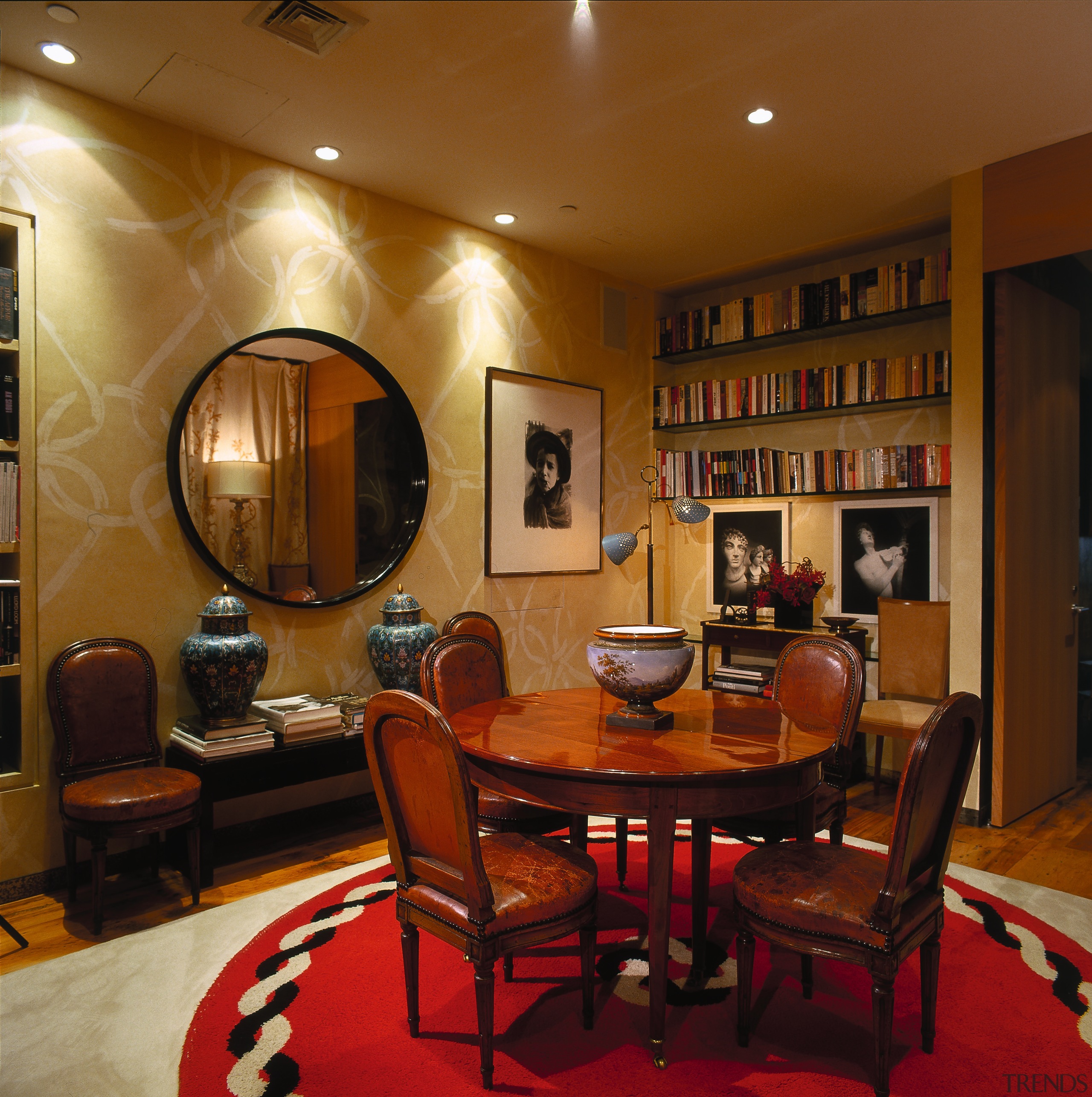 Interior view of this traditional home - Interior dining room, furniture, home, interior design, living room, real estate, room, table, brown, red