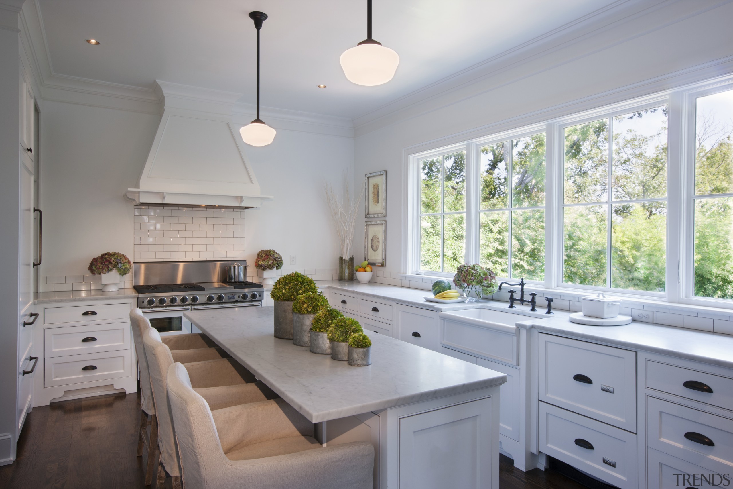 A steeply pitched gable roof and traditional detailing countertop, cuisine classique, home, interior design, kitchen, real estate, room, window, gray