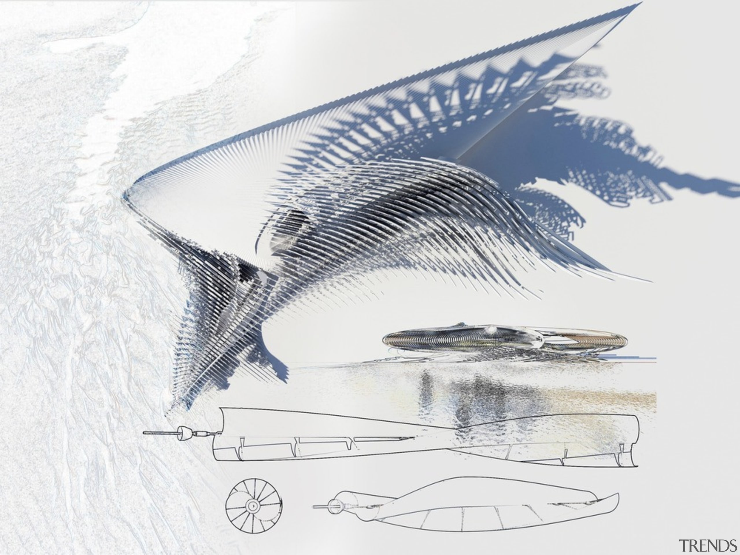 Harmonic Hotel 7 - artwork | automotive design artwork, automotive design, line, water, wing, white