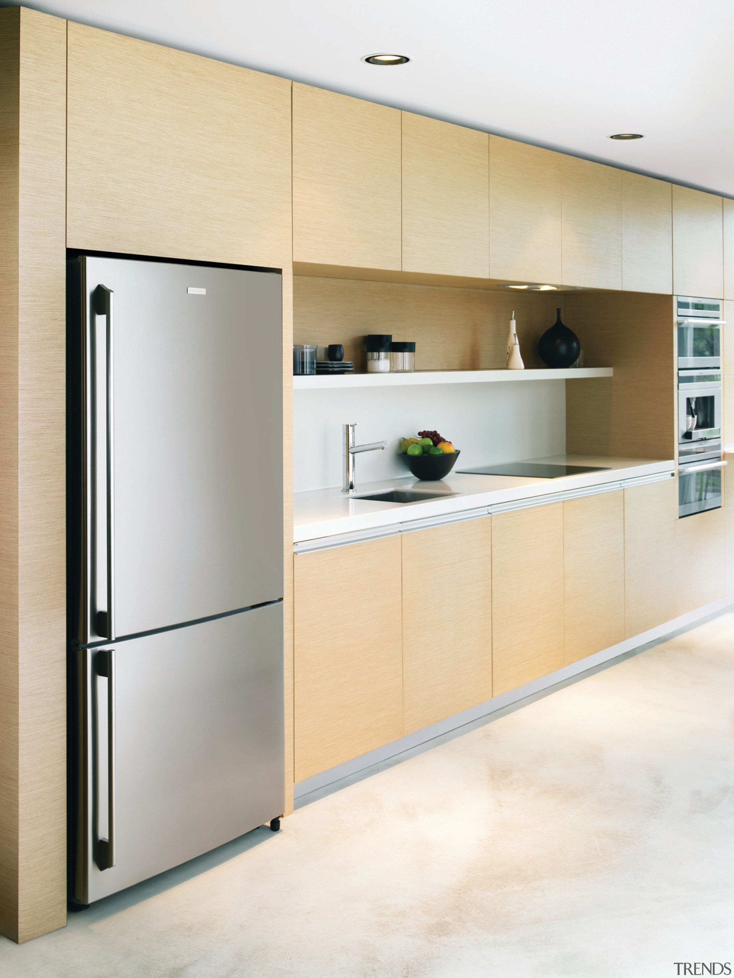 These Electrolux E:Line refridgerators are sleek, spacious and cabinetry, home appliance, interior design, kitchen, major appliance, product design, refrigerator, white
