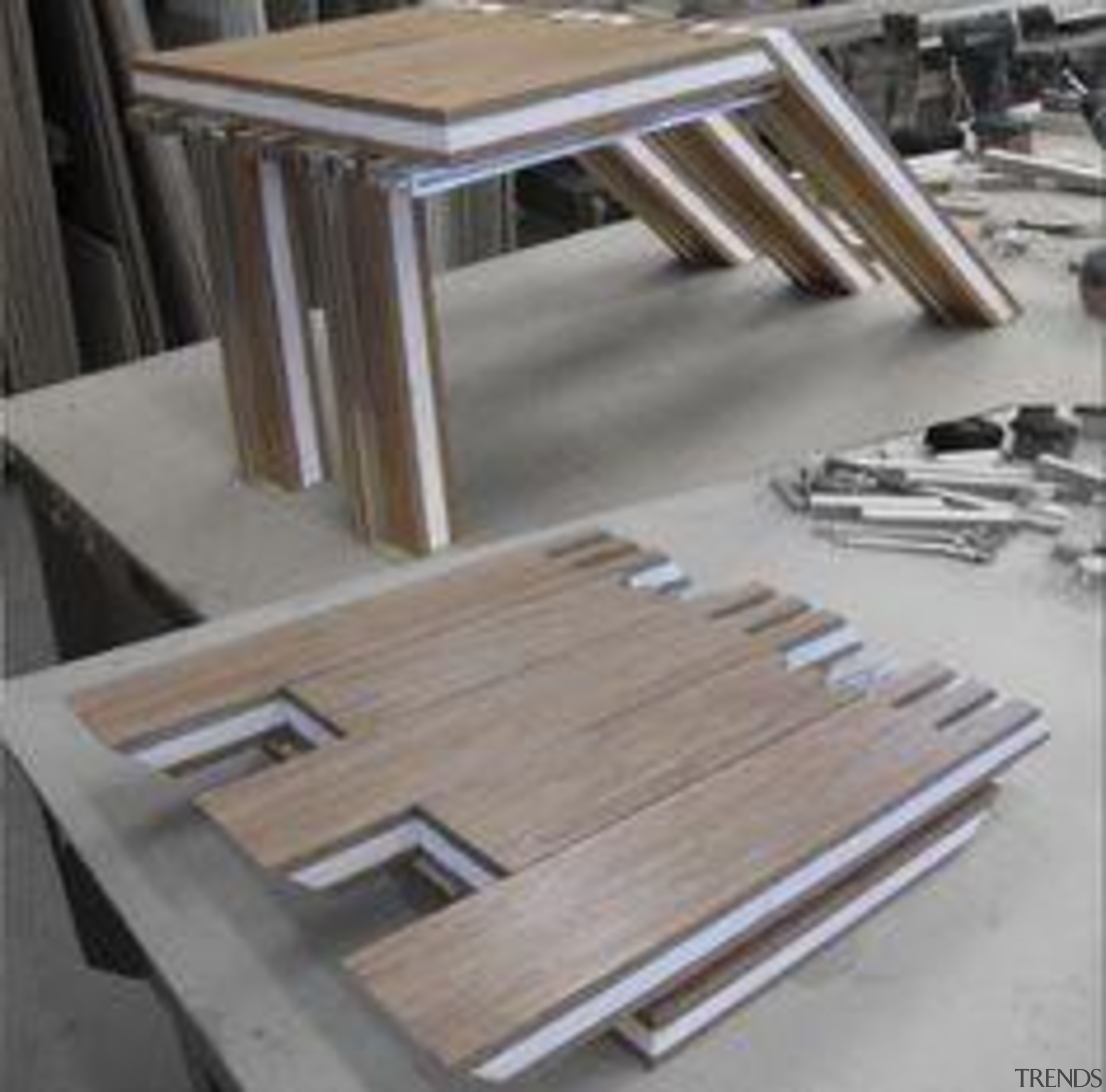 by Dagan Lin - Transformable Sandwich - angle angle, floor, flooring, furniture, plywood, product design, steel, table, wood, gray