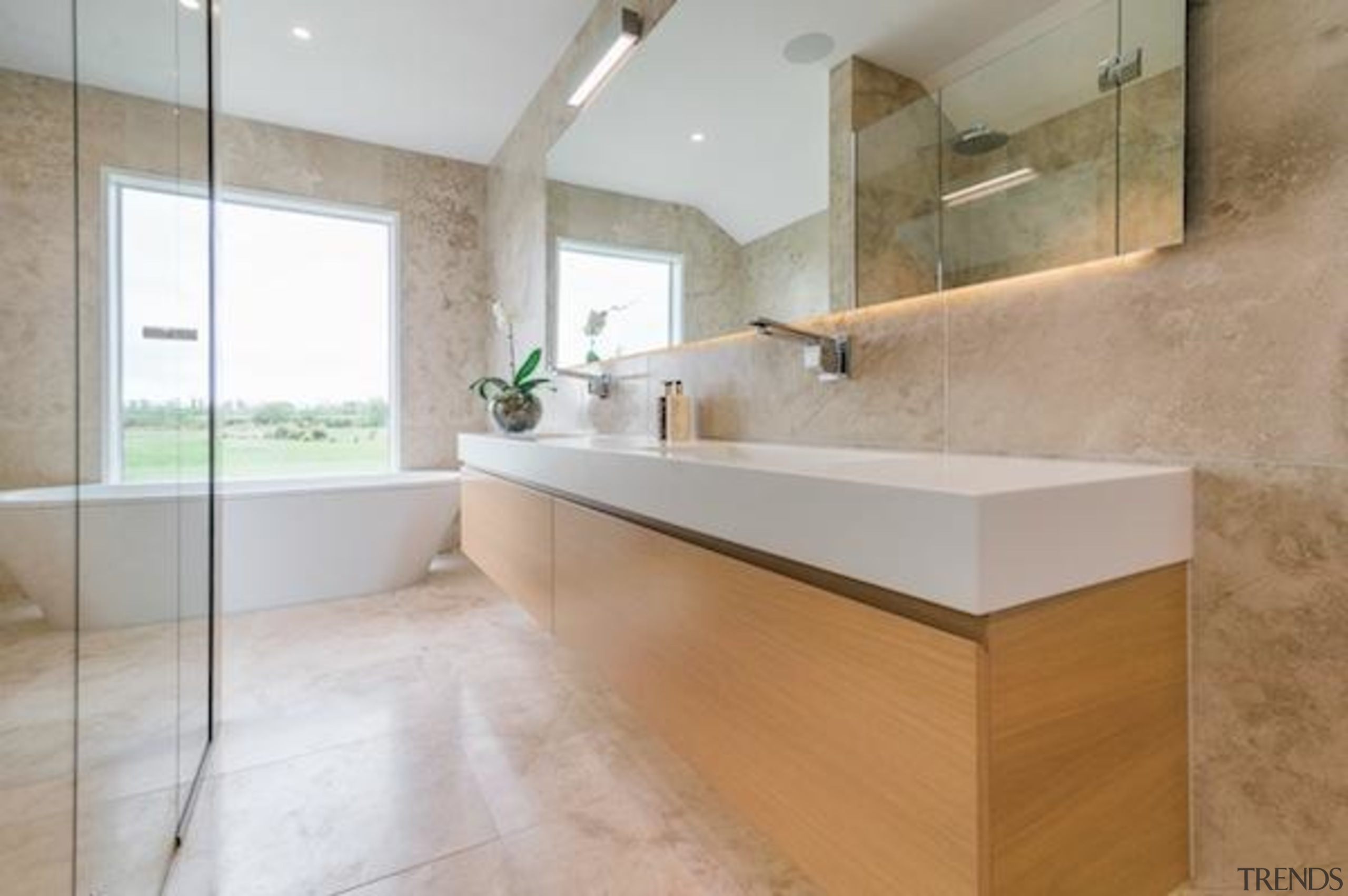 Highly Commended – Emma Morris Eterno Design - architecture, bathroom, countertop, floor, flooring, home, interior design, real estate, room, sink, tile, gray