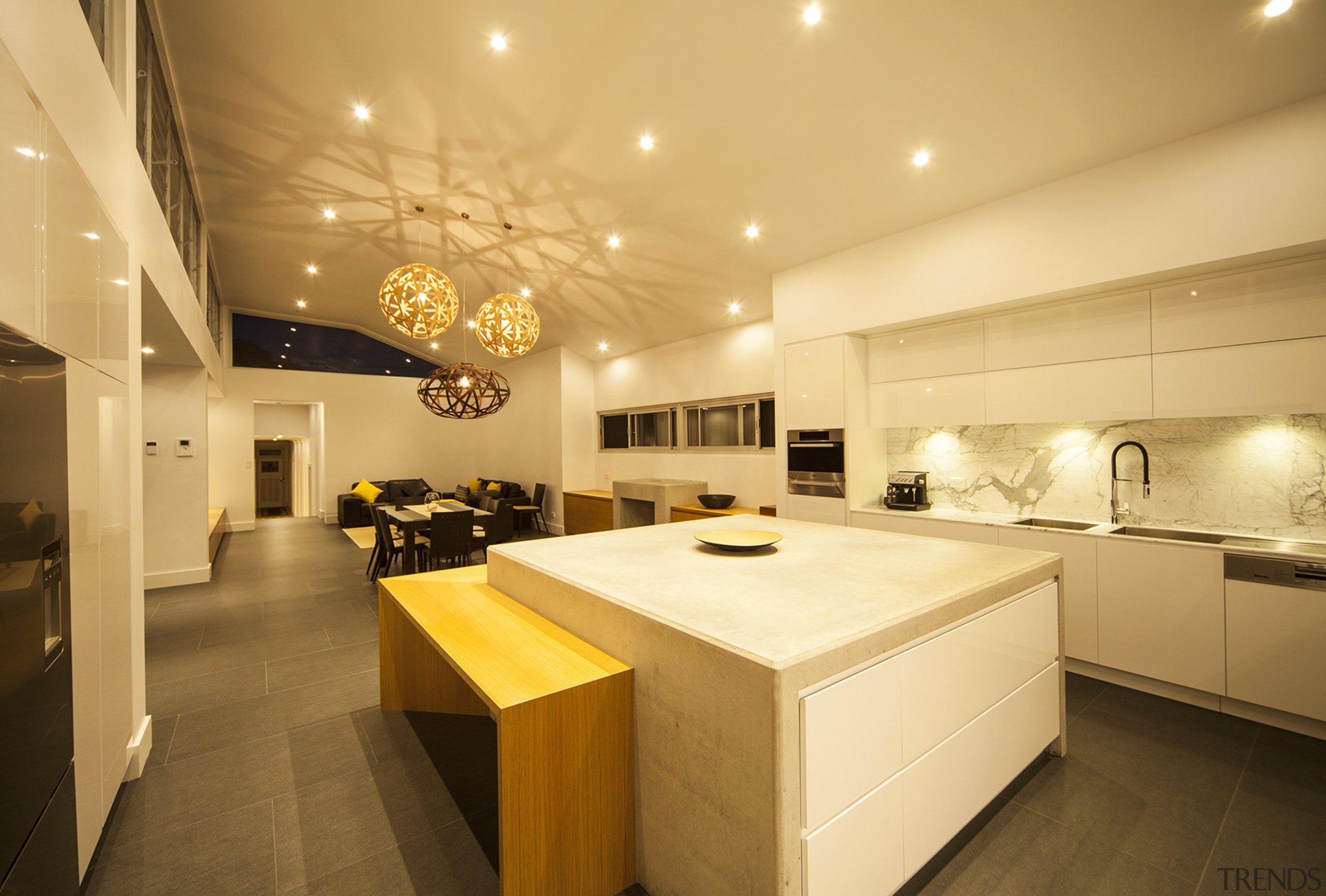 Contemporary kitchens  Hettich Endorsed Showrooms - Contemporary architecture, ceiling, countertop, interior design, kitchen, lighting, room, orange, brown