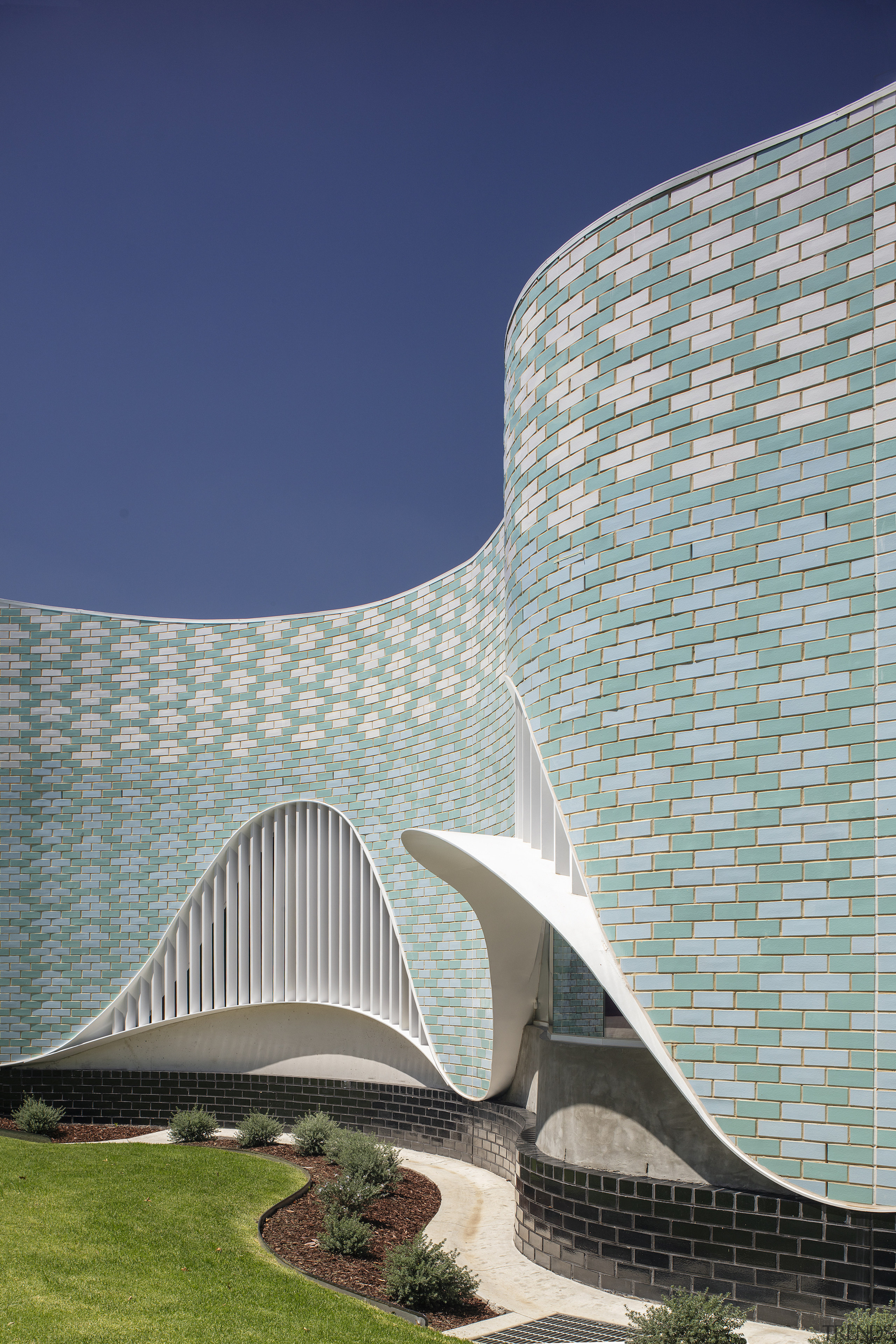 The Music Centre features brick cladding, tying it 