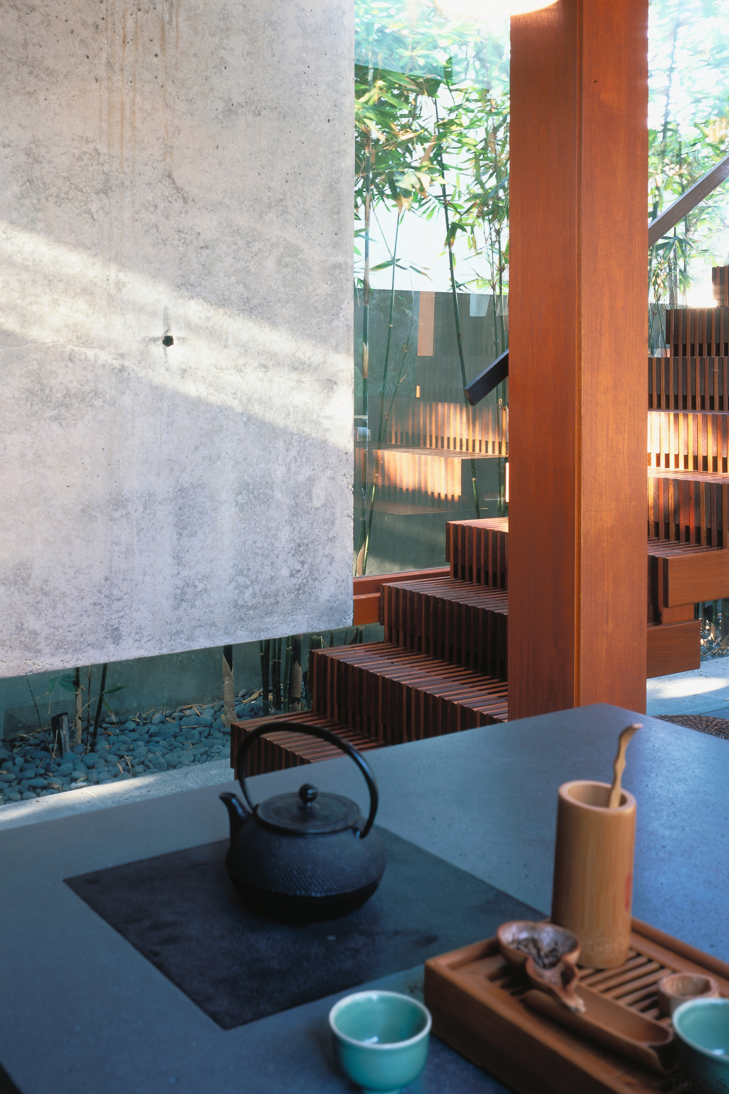 A view of the kitchen area. - A architecture, bathroom, daylighting, glass, home, house, interior design, room, window, gray